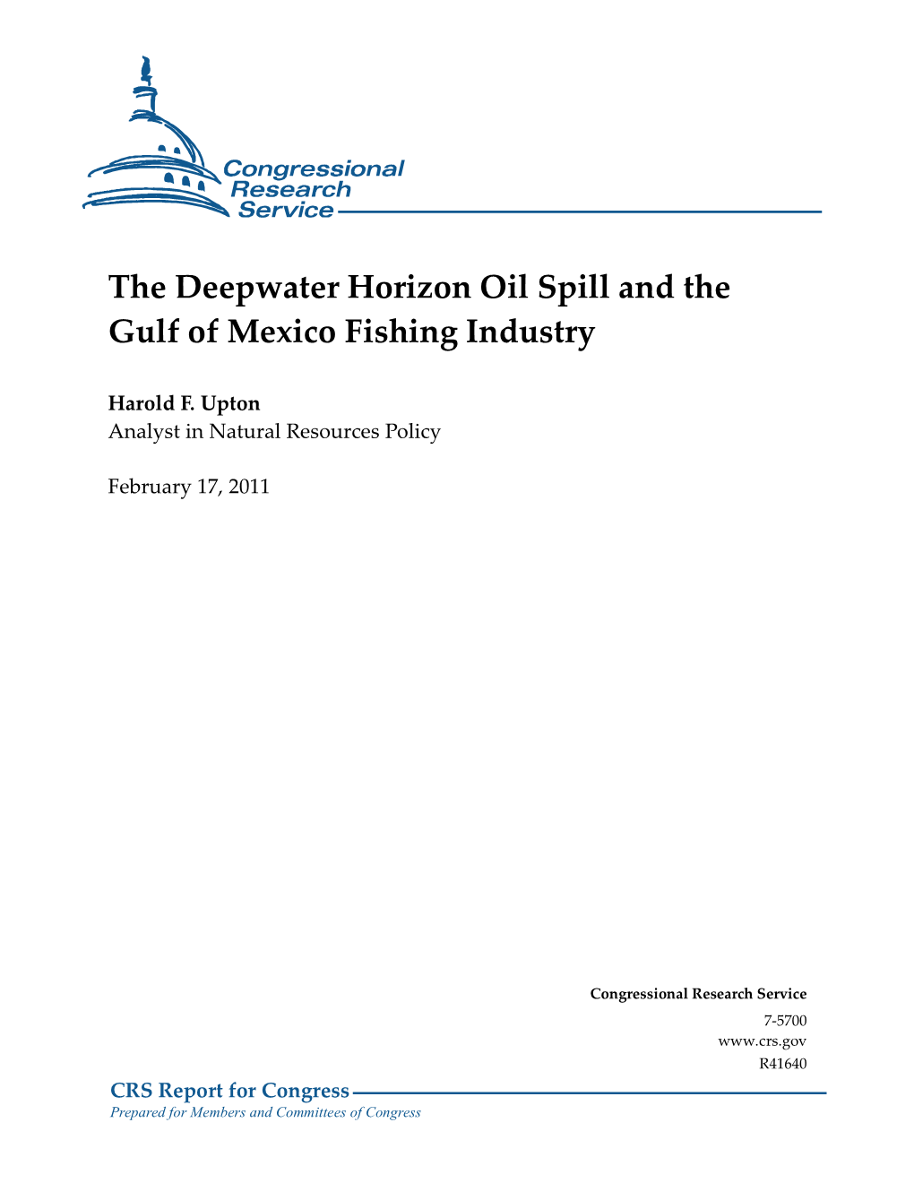 The Deepwater Horizon Oil Spill and the Gulf of Mexico Fishing Industry