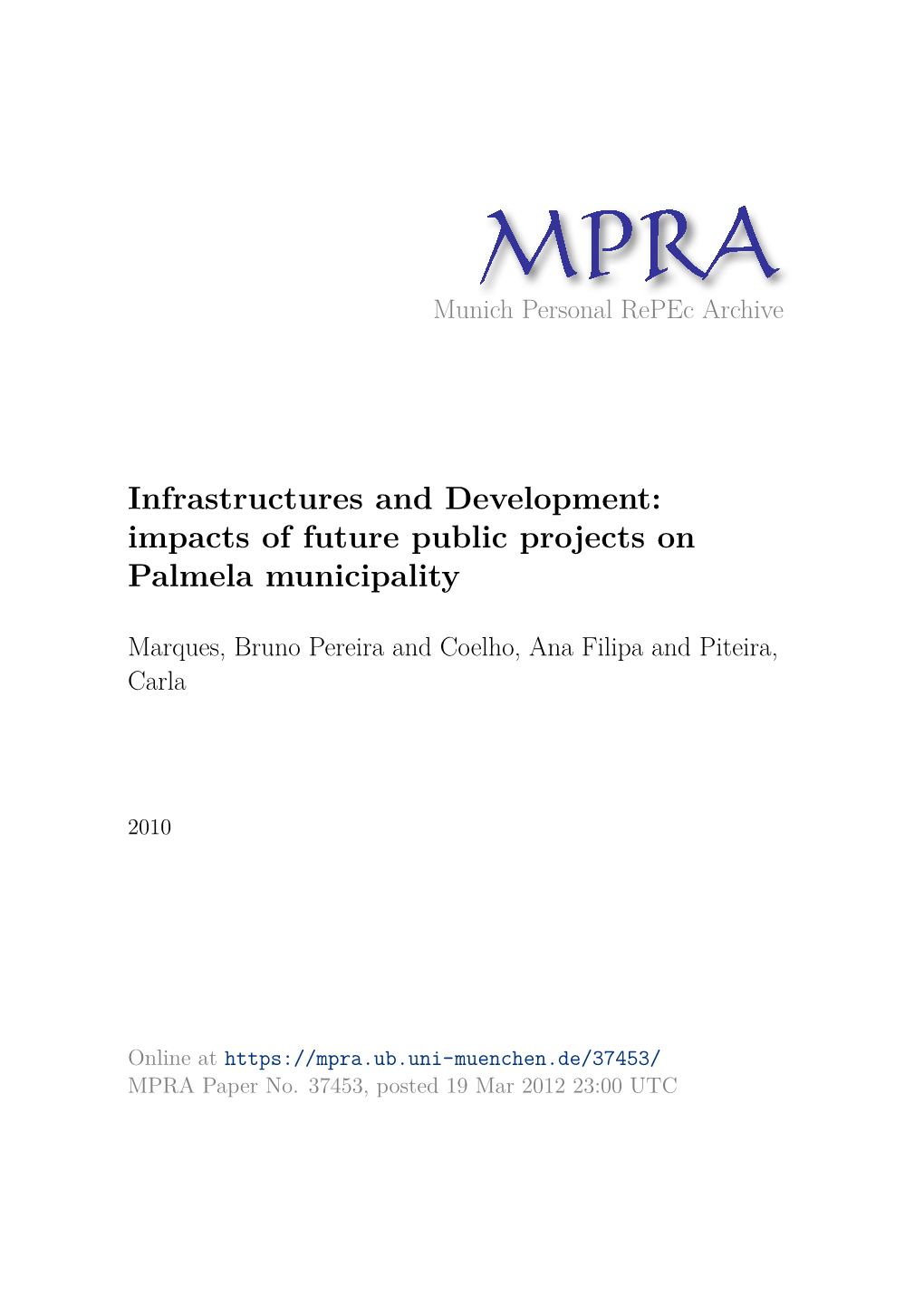 Infrastructures and Development: Impacts of Future Public Projects on Palmela Municipality