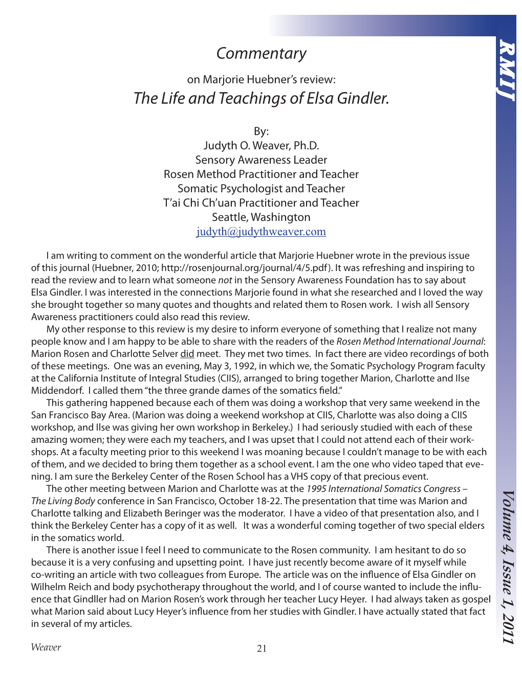 The Life and Teachings of Elsa Gindler