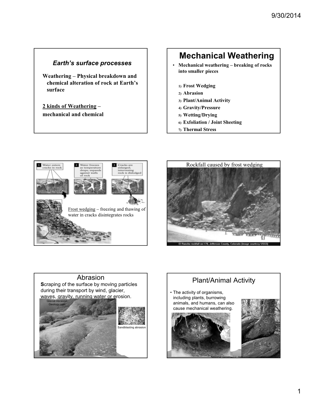 Weathering and Erosion Notes