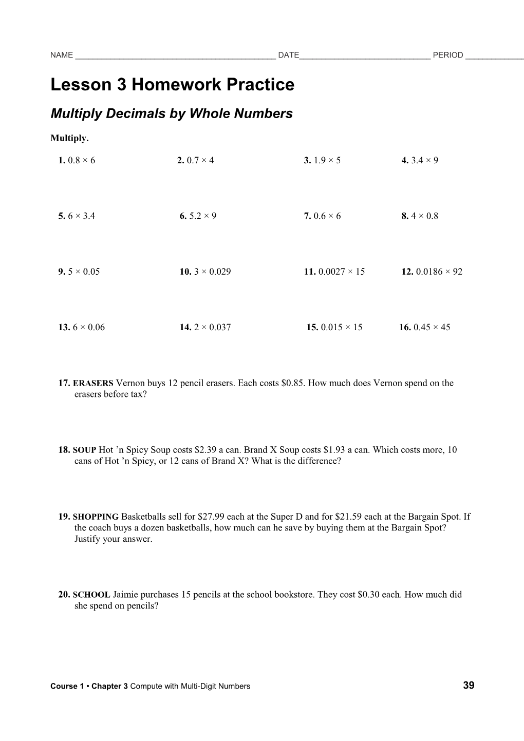 Lesson 3 Homework Practice