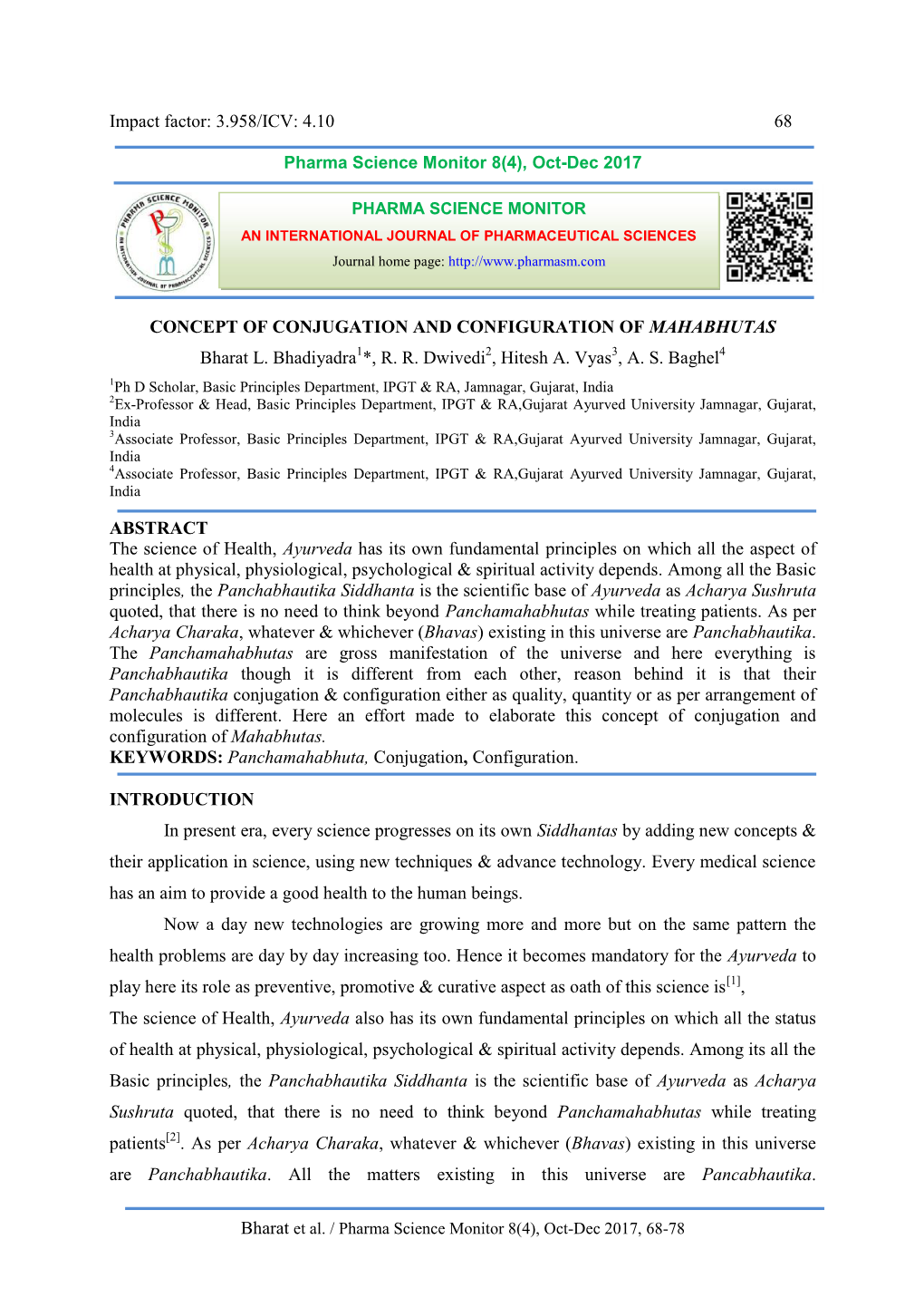 Impact Factor: 3.958/ICV: 4.10 68 CONCEPT of CONJUGATION