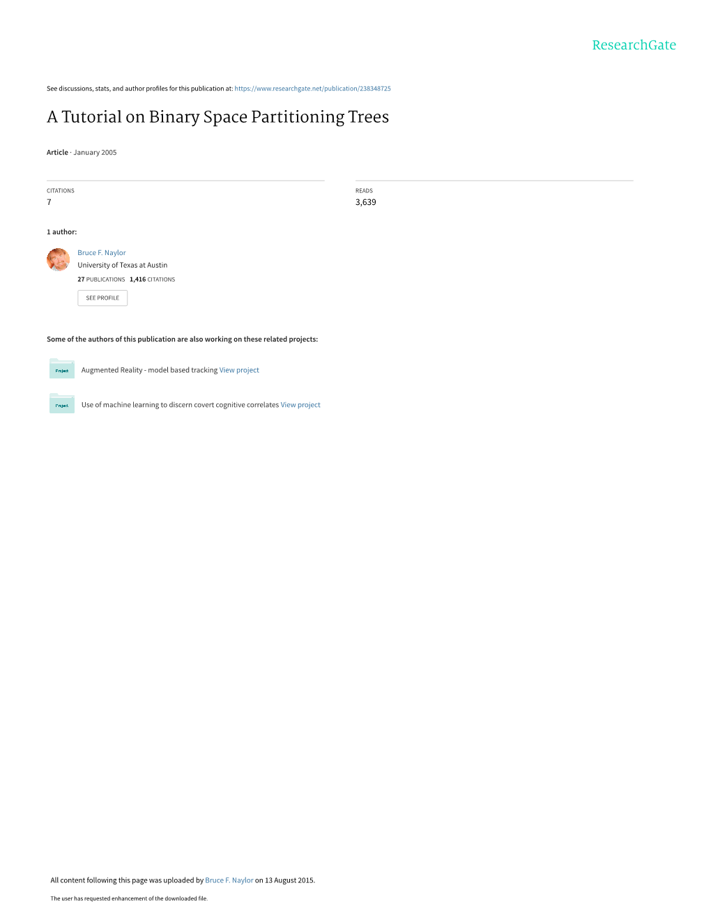 A Tutorial on Binary Space Partitioning Trees