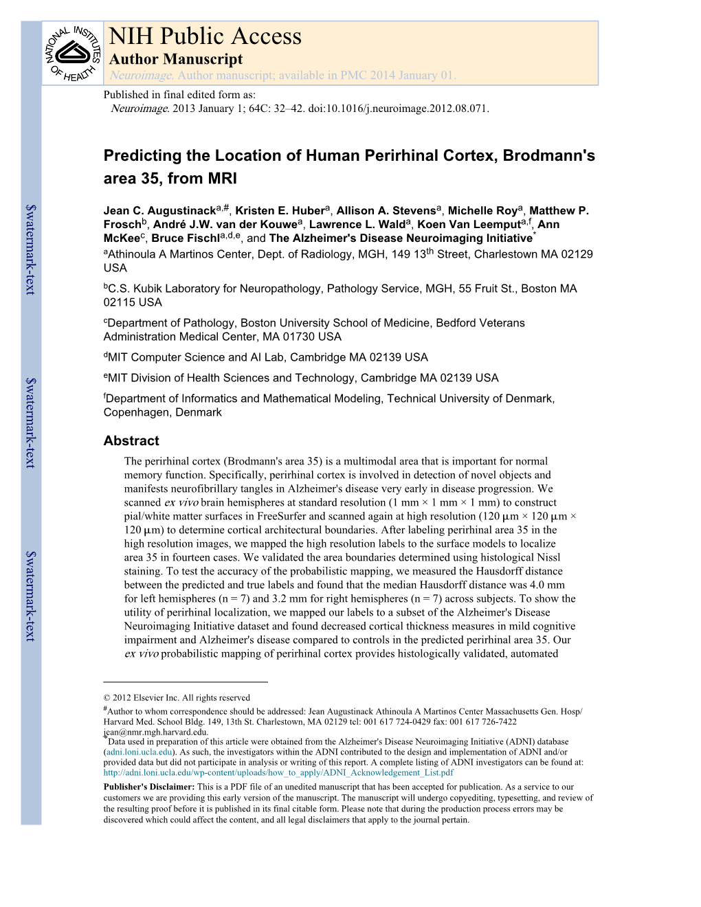 NIH Public Access Author Manuscript Neuroimage