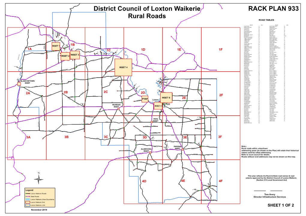 District Council of Loxton Waikerie Rural Roads Rack Plan