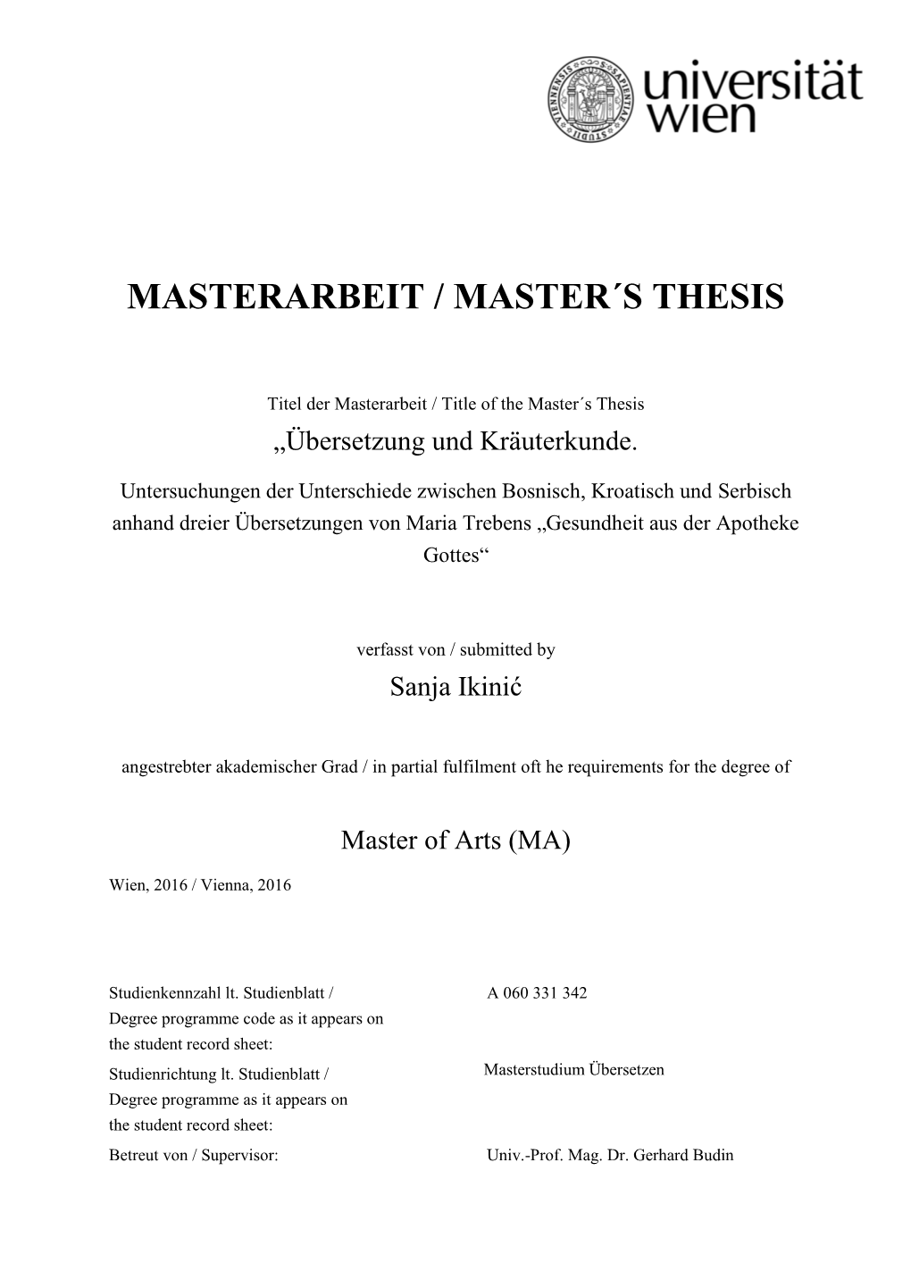 Masterarbeit / Master´S Thesis