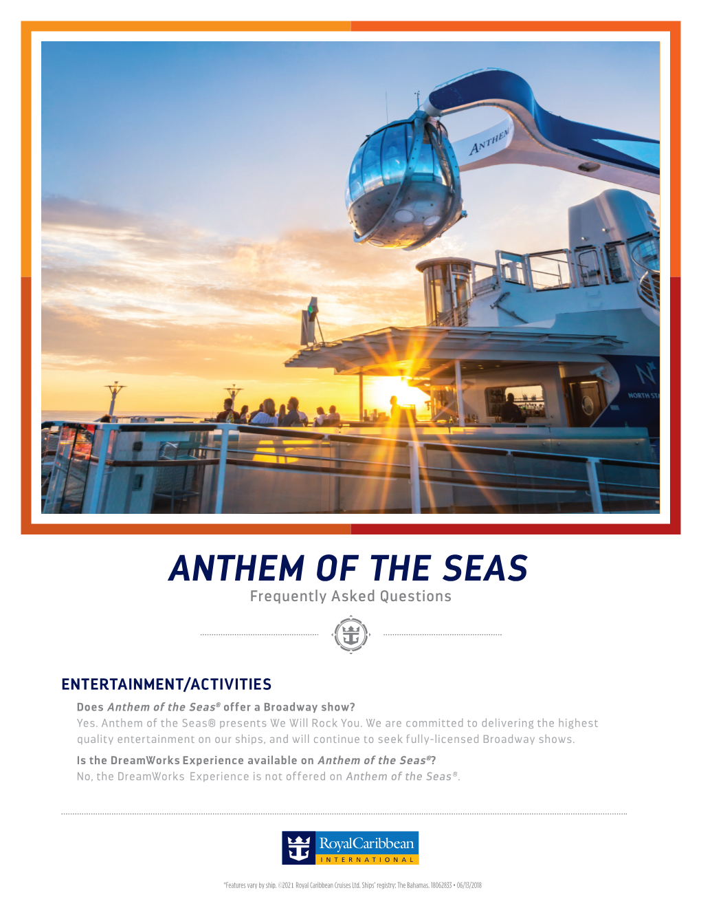 ANTHEM of the SEAS Frequently Asked Questions