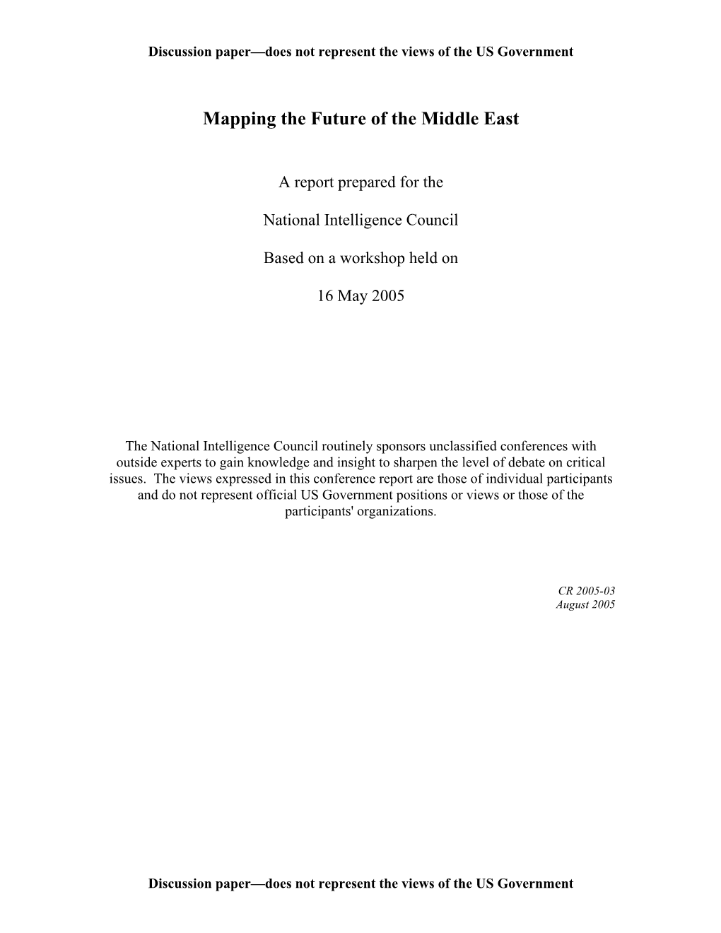 2005: Mapping the Future of the Middle East