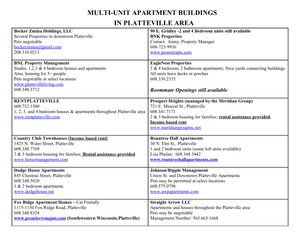 Multi-Unit Apartment Buildings