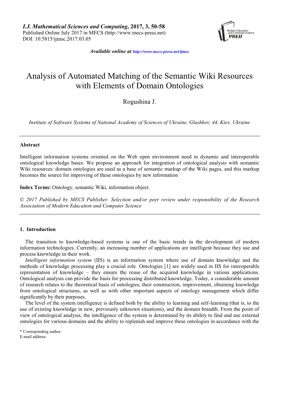 Analysis of Automated Matching of the Semantic Wiki Resources with Elements of Domain Ontologies