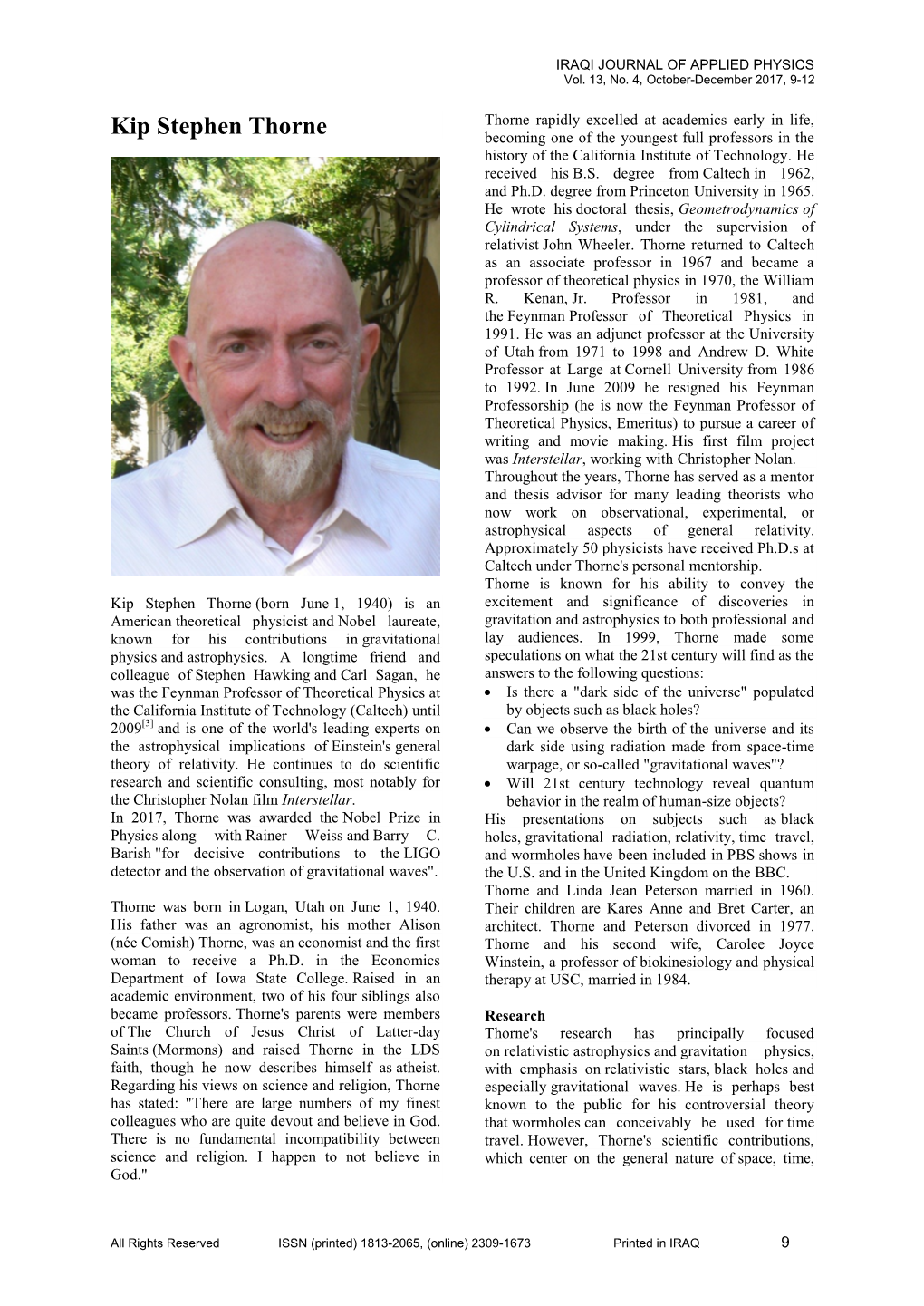 Kip Stephen Thorne Becoming One of the Youngest Full Professors in the History of the California Institute of Technology