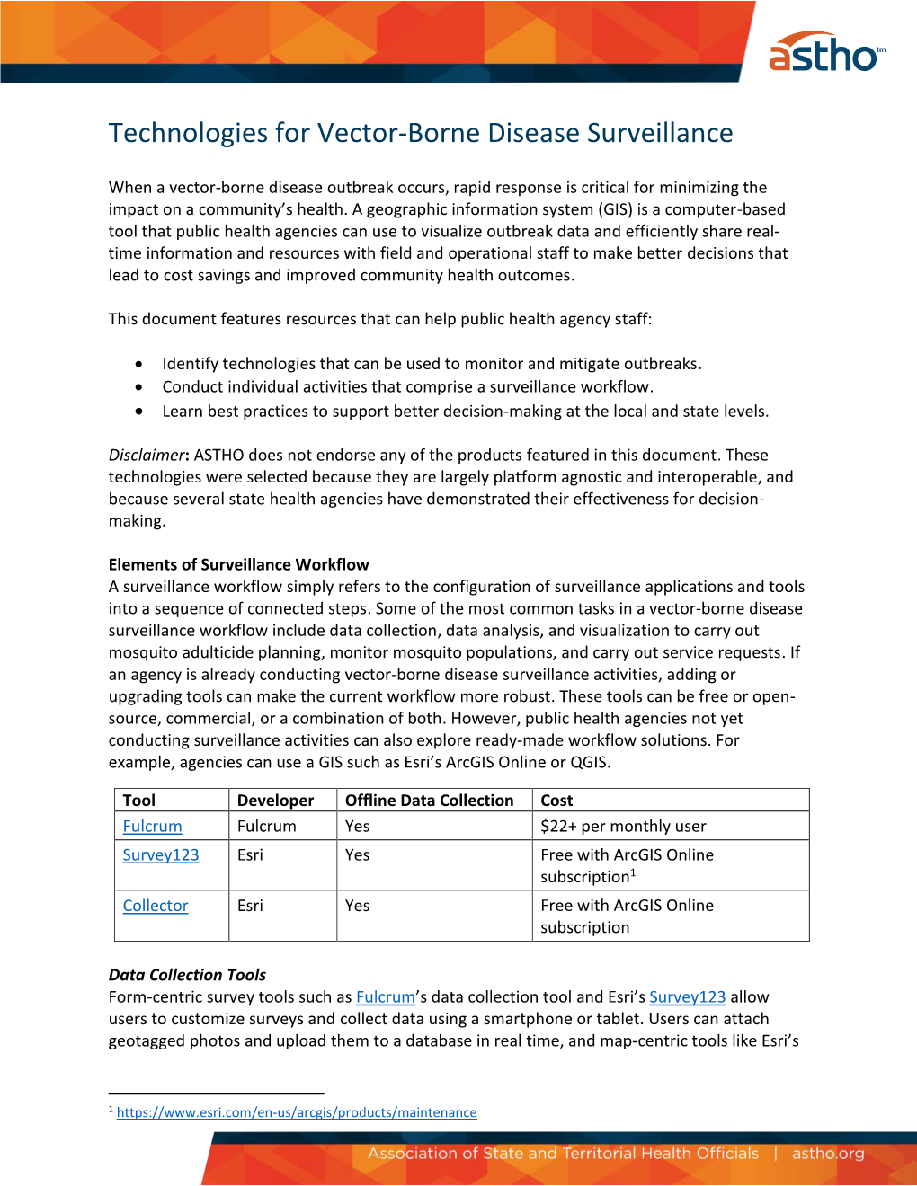 Technologies for Vector-Borne Disease Surveillance