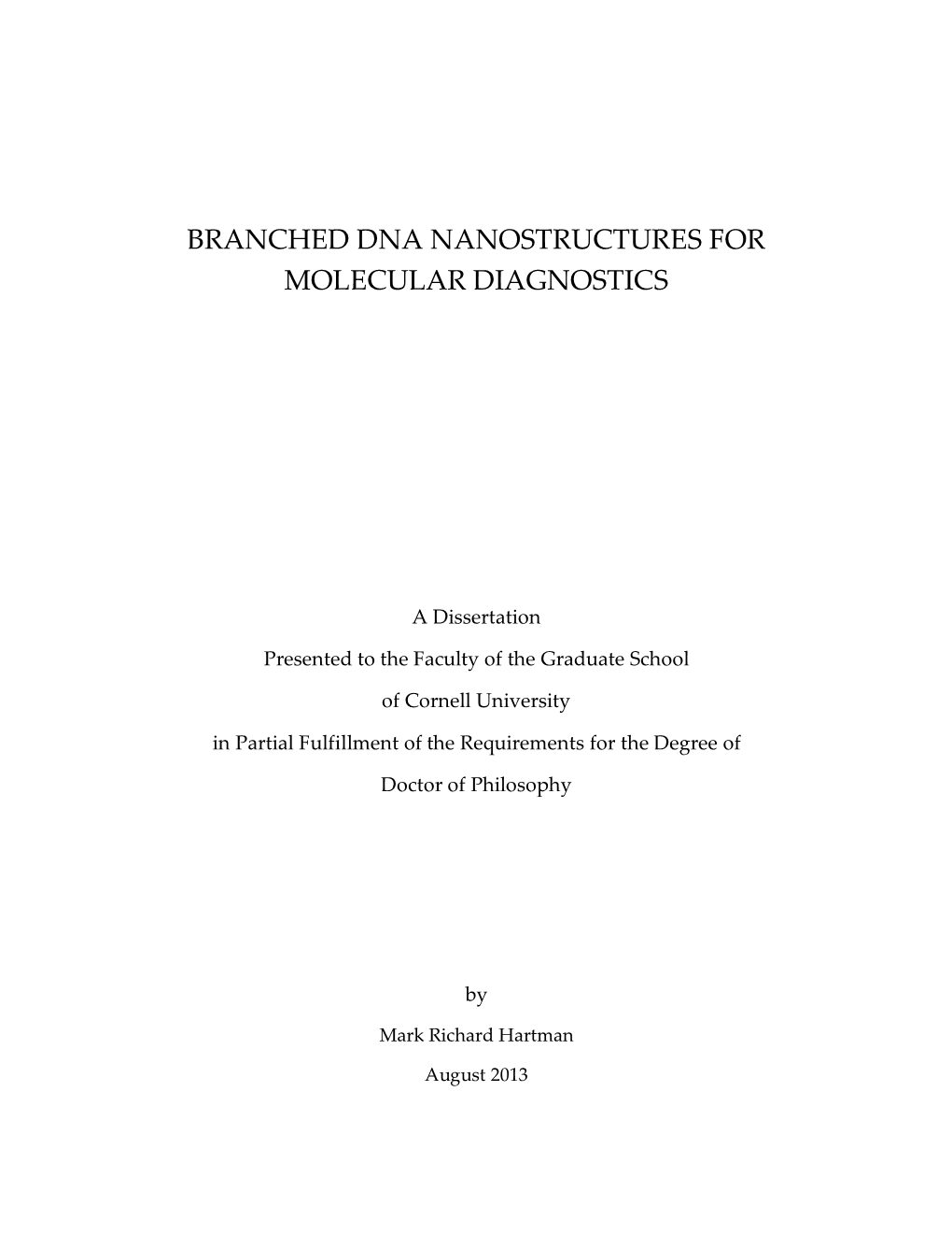 Branched Dna Nanostructures for Molecular Diagnostics