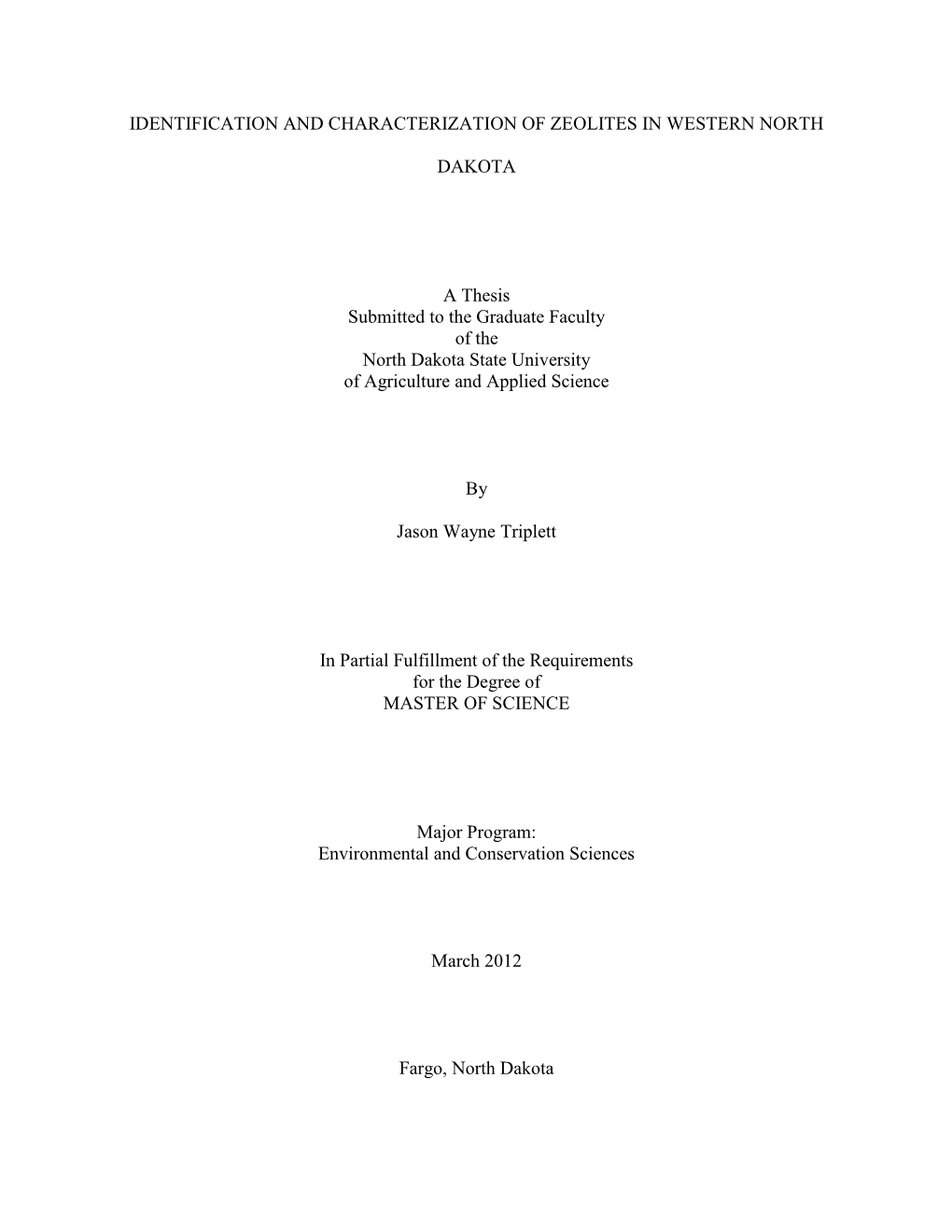 Identification and Characterization of Zeolites in Western North