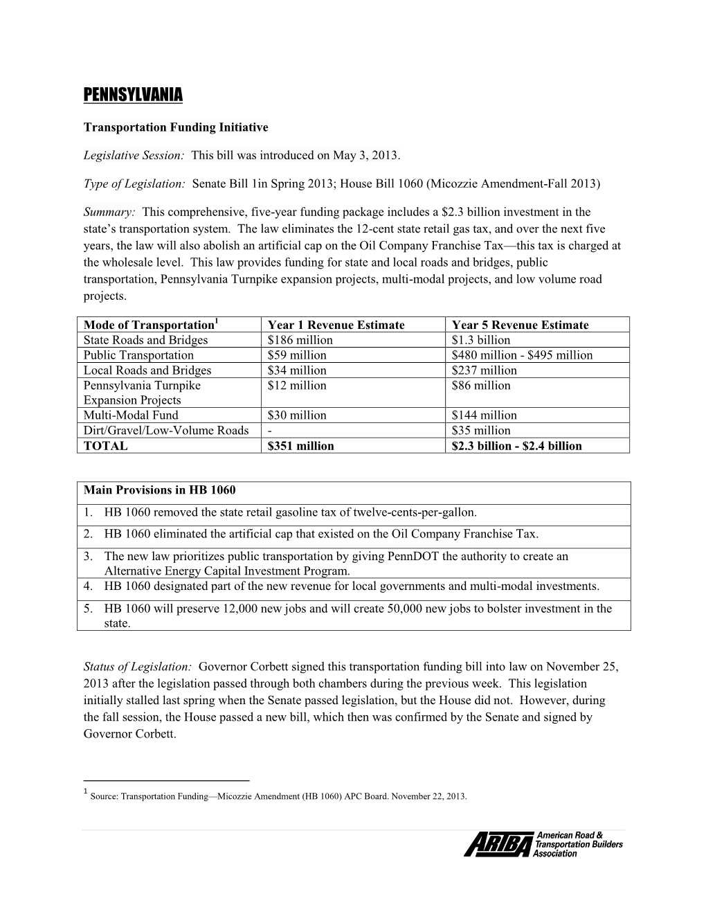 Case Study – Pennsylvania – 2013