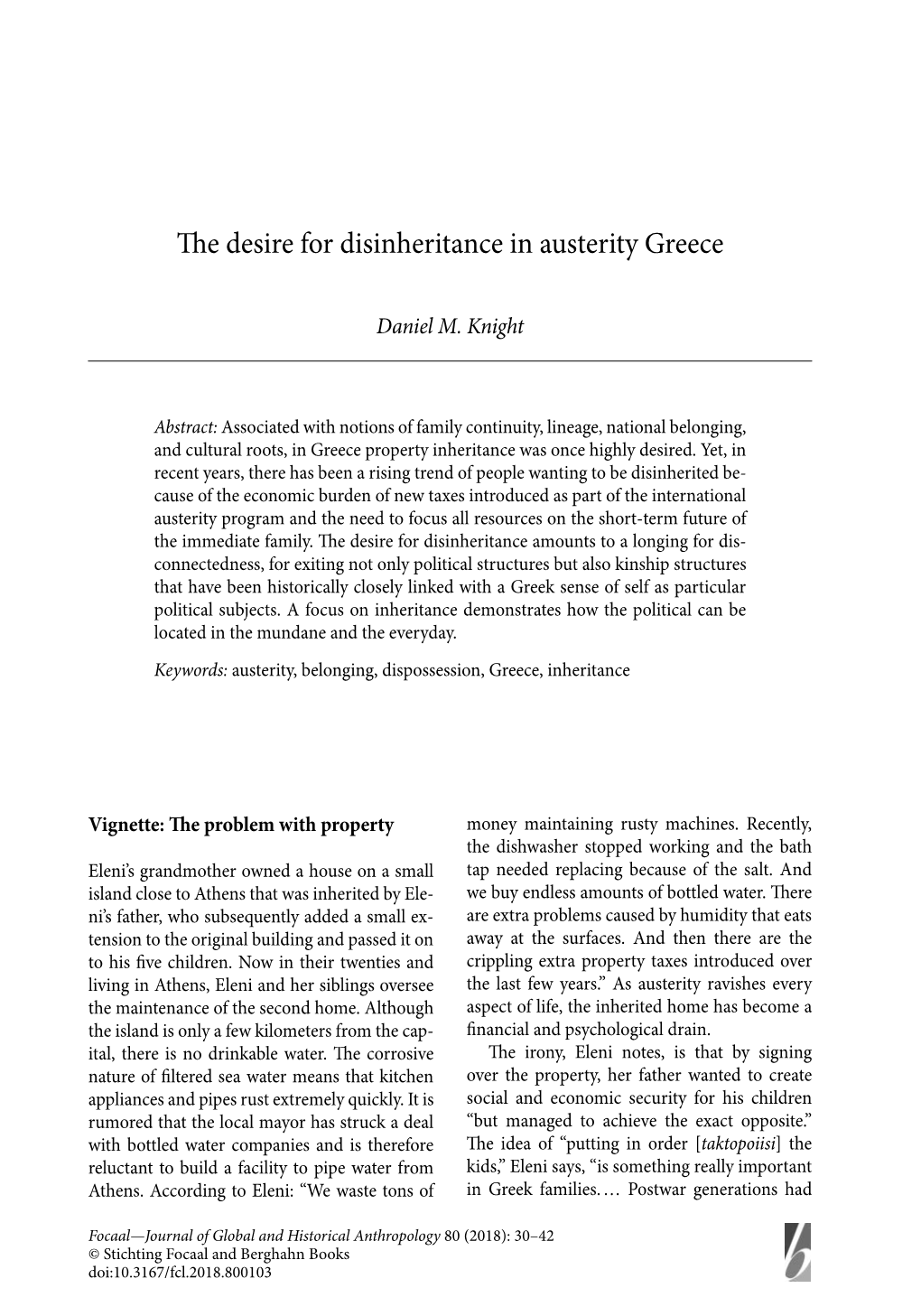 The Desire for Disinheritance in Austerity Greece