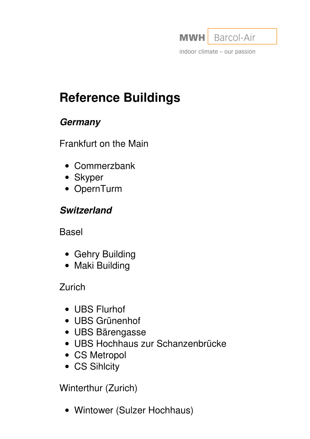 Reference Buildings