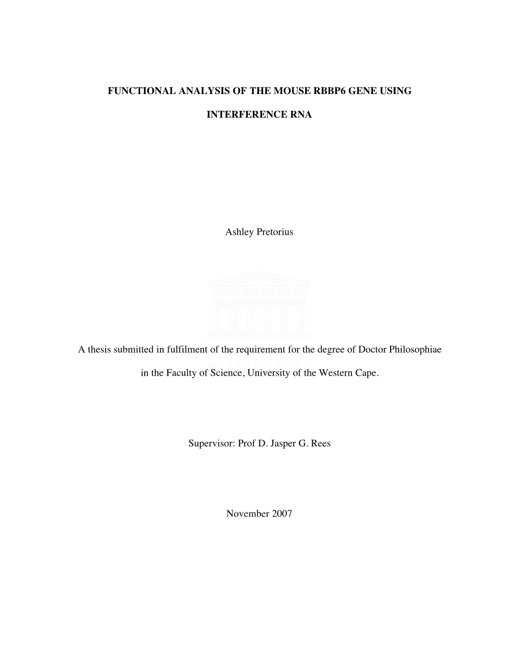 Functional Analysis of the Mouse RBBP6 Gene Using Interference RNA