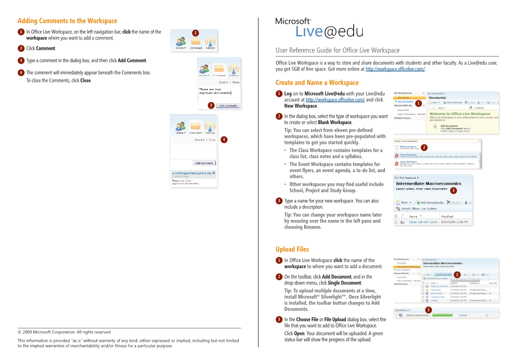User Reference Guide for Office Live Workspace Create and Name A