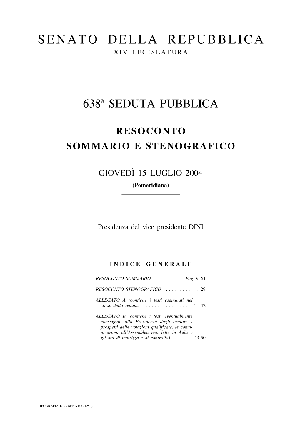 Senato Della Repubblica Xiv Legislatura