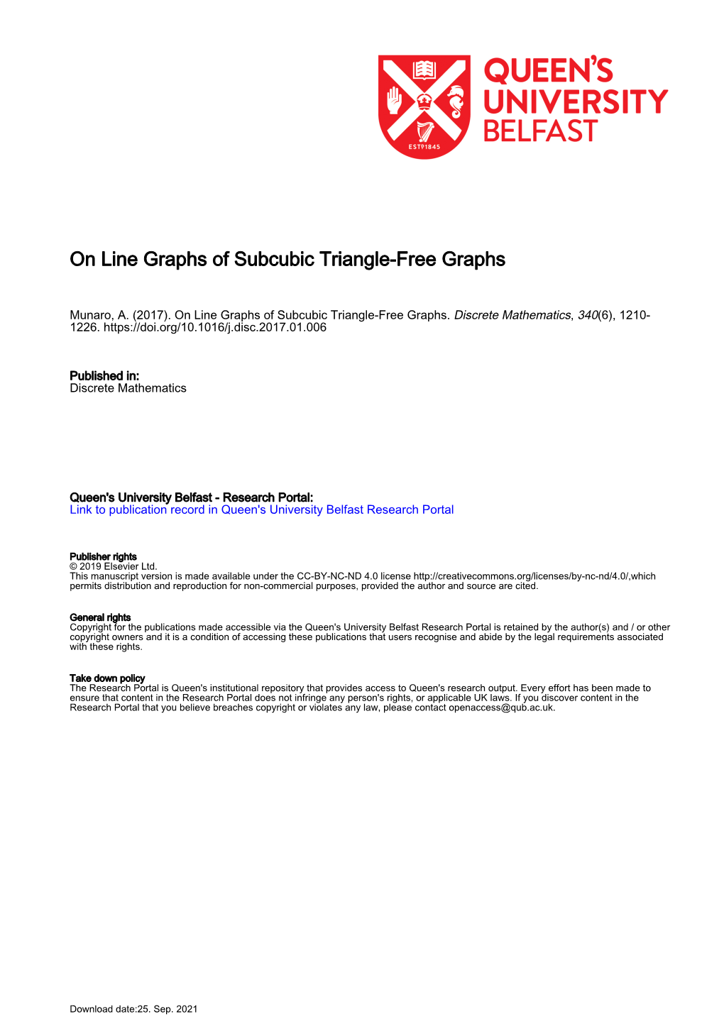 On Line Graphs of Subcubic Triangle-Free Graphs