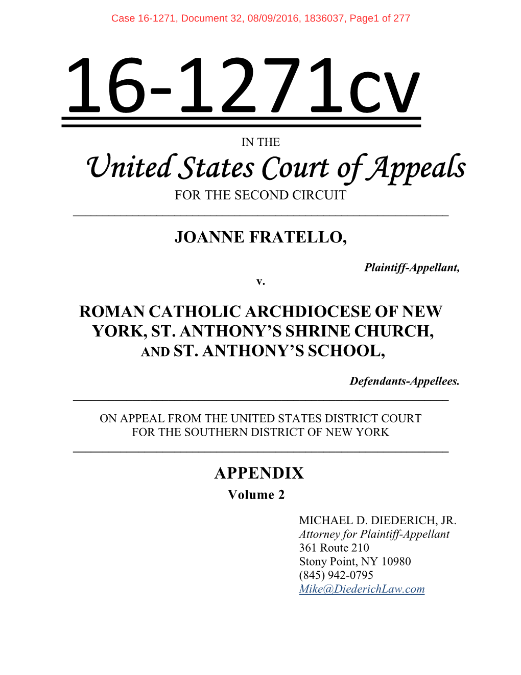 United States Court of Appeals for the SECOND CIRCUIT ______JOANNE FRATELLO