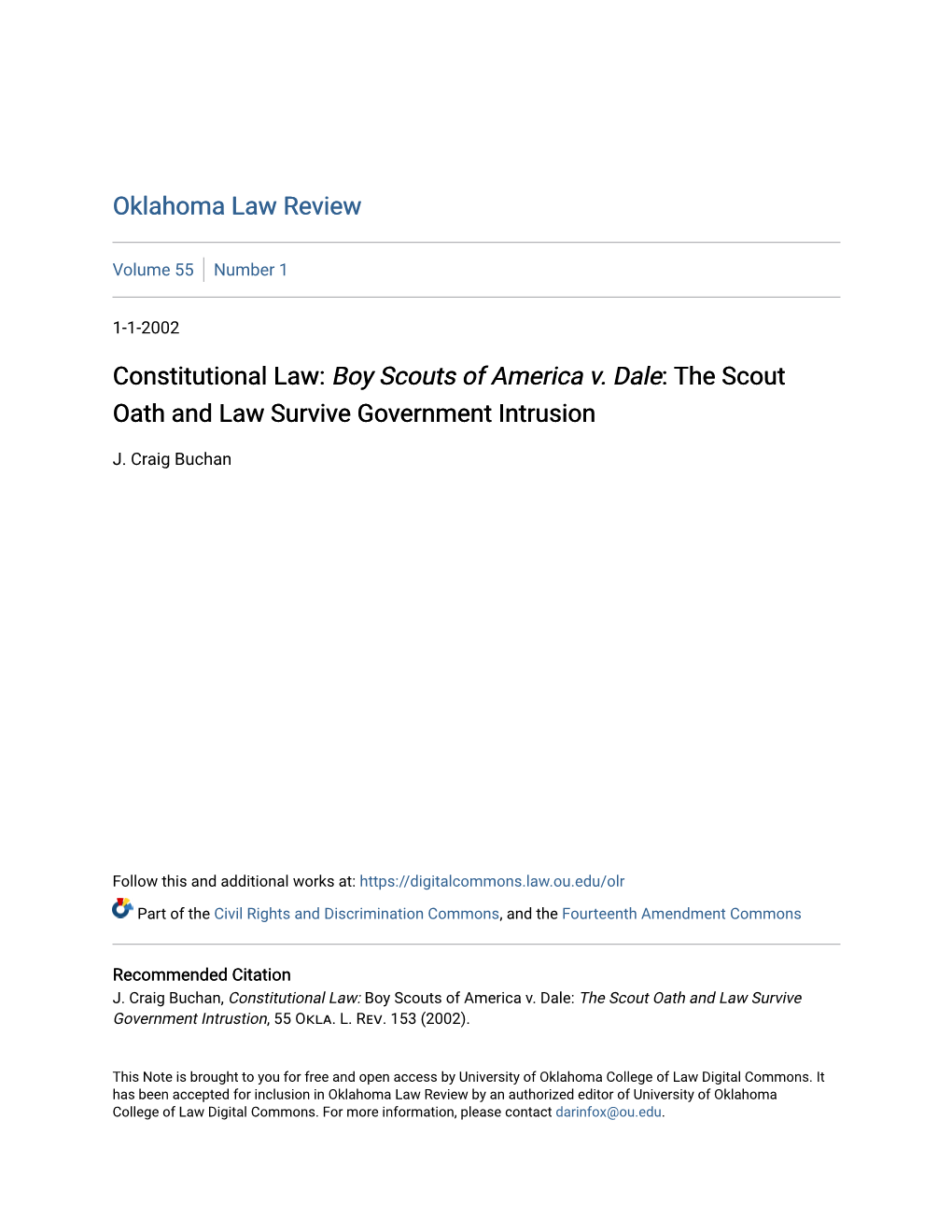 Constitutional Law: &lt;I&gt;Boy Scouts of America V. Dale&lt;/I&gt;