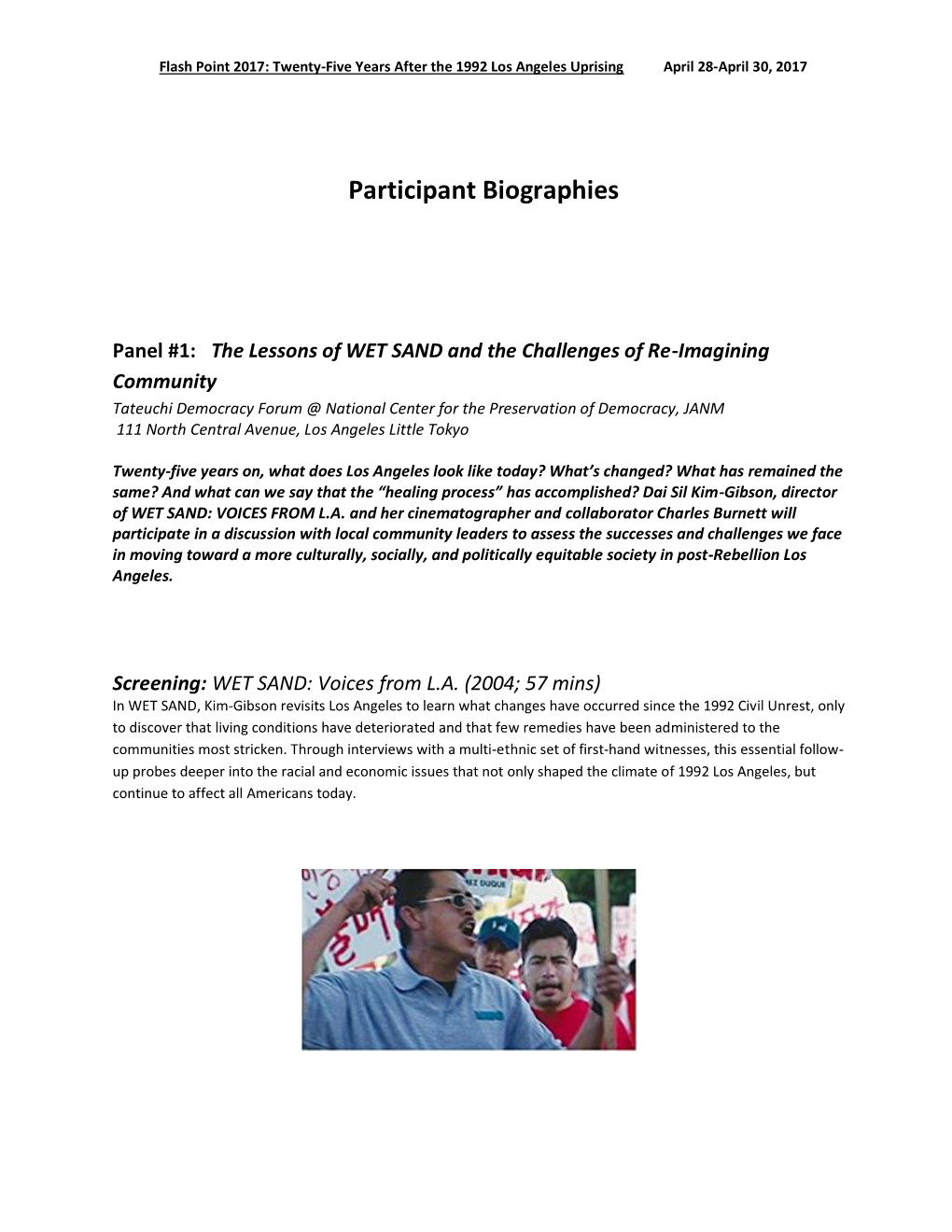 Participant Biographies