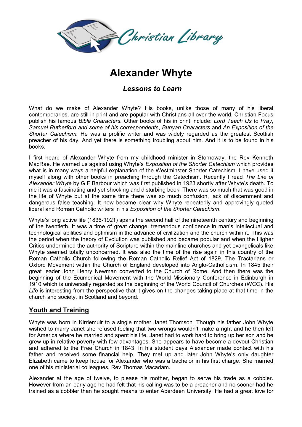 Alexander Whyte Lessons to Learn