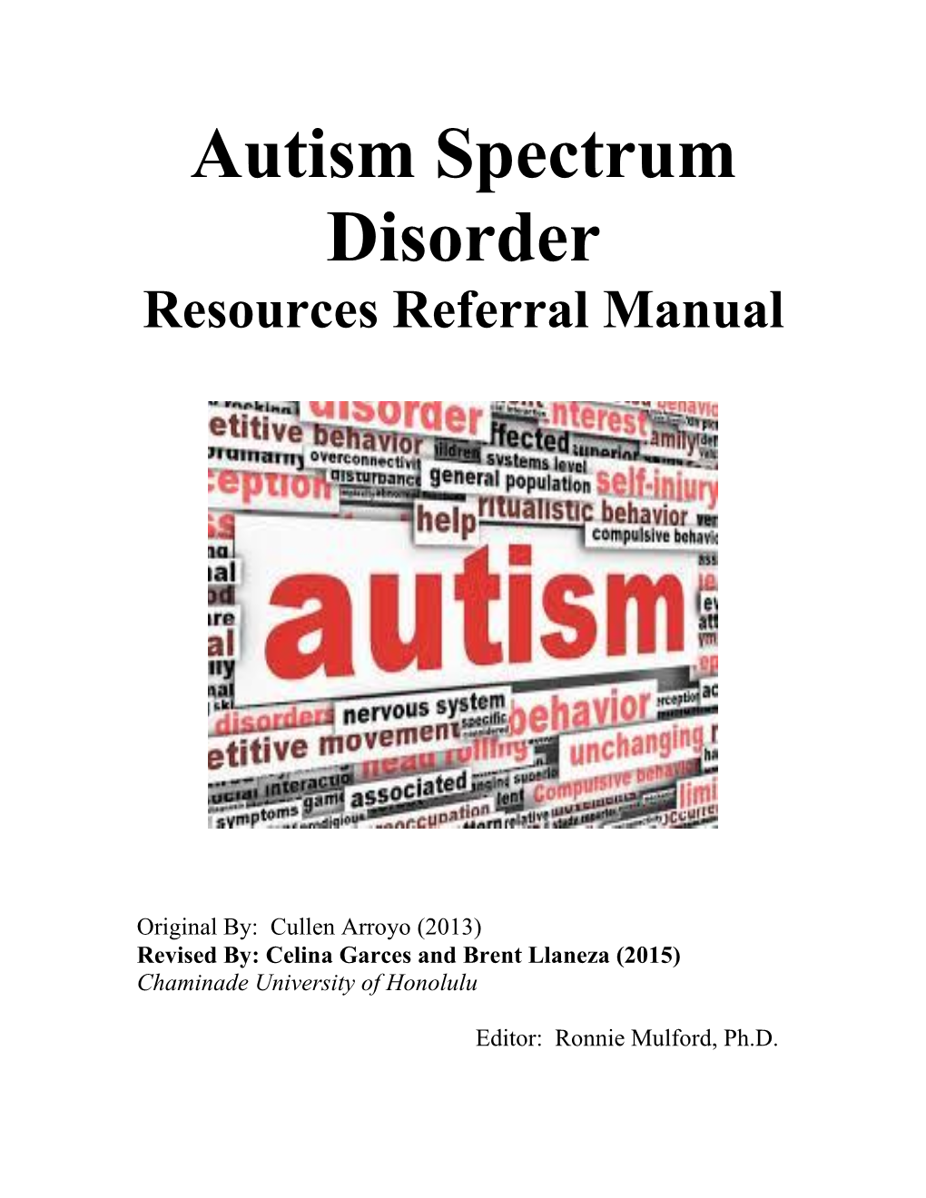 Autism Spectrum Disorder Resources Referral Manual