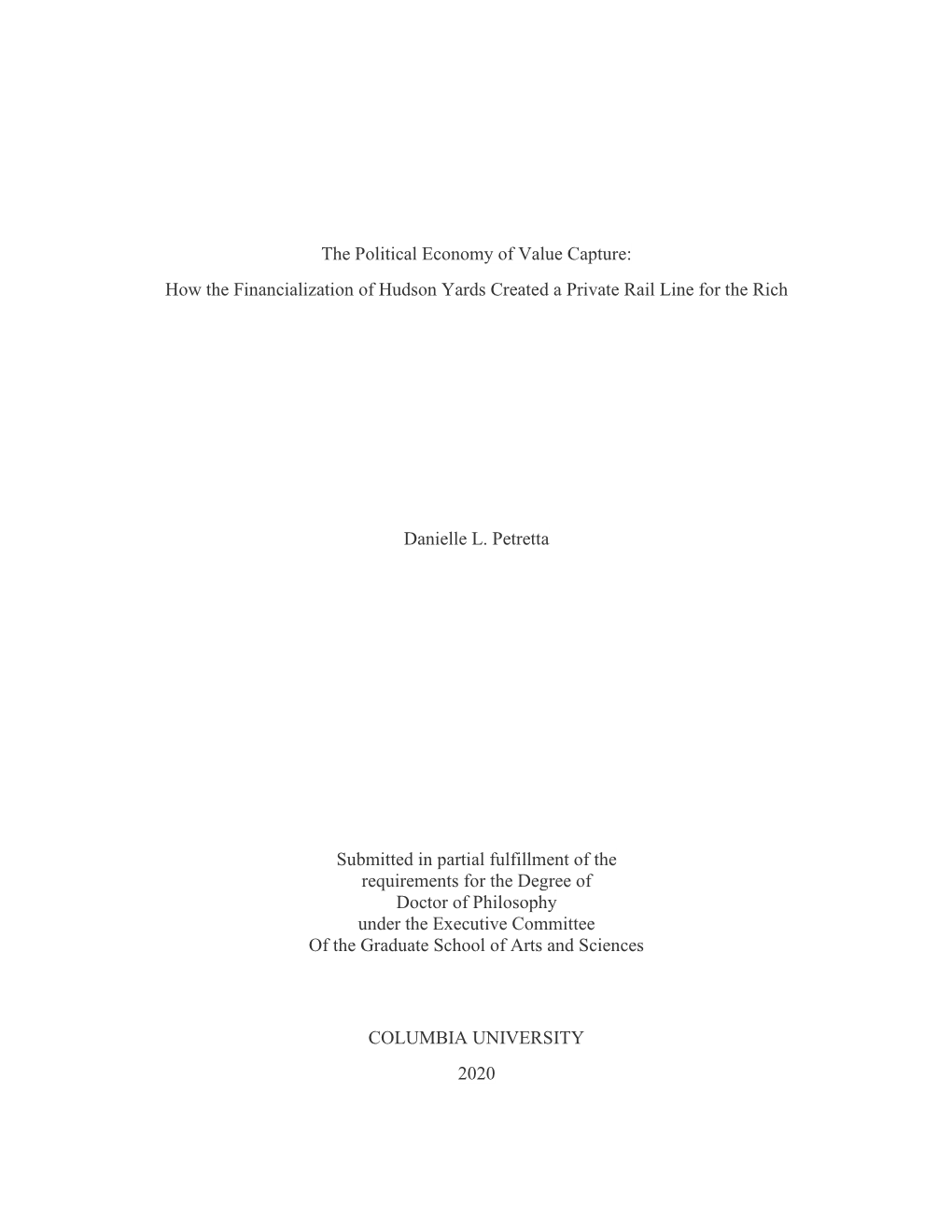 The Political Economy of Value Capture: How the Financialization of Hudson Yards Created a Private Rail Line for the Rich