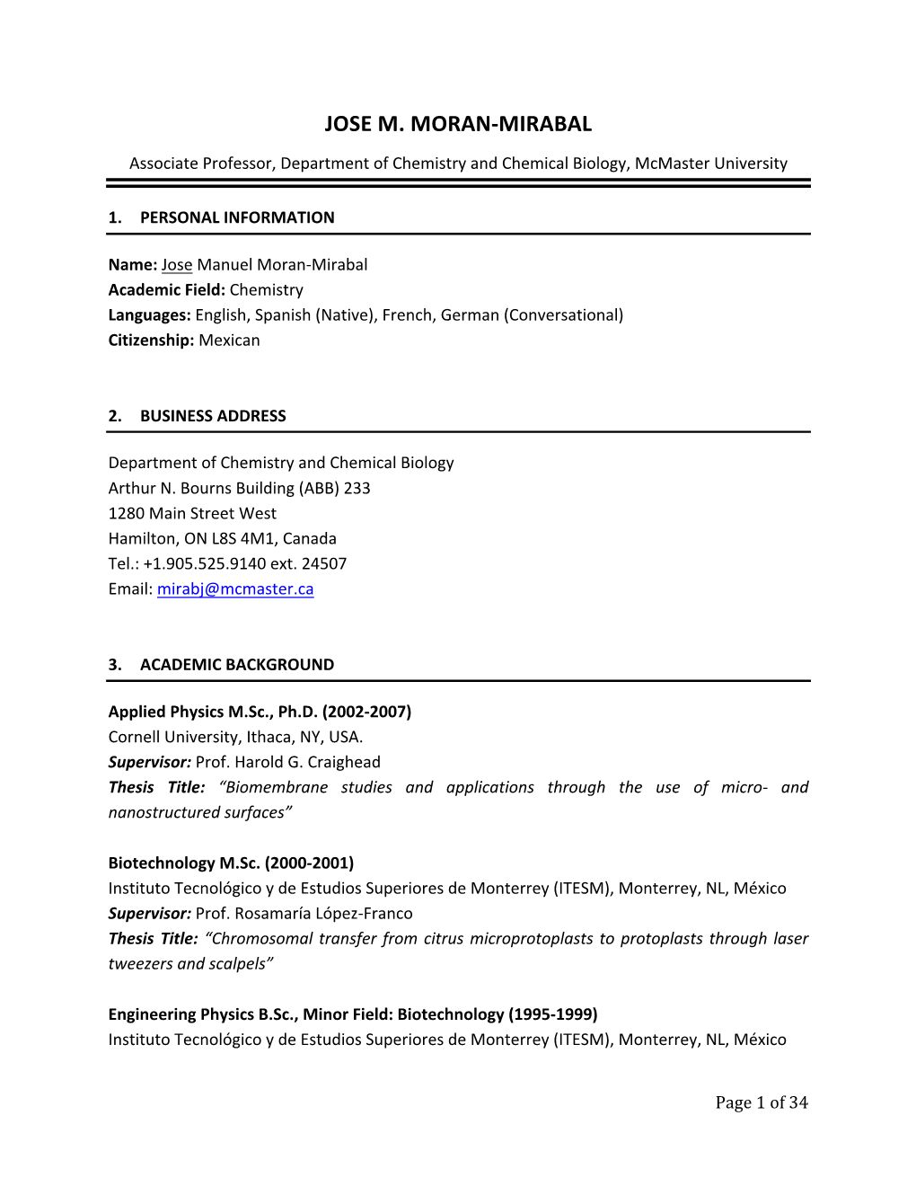 Curriculum Vitae – Moran-Mirabal J.M