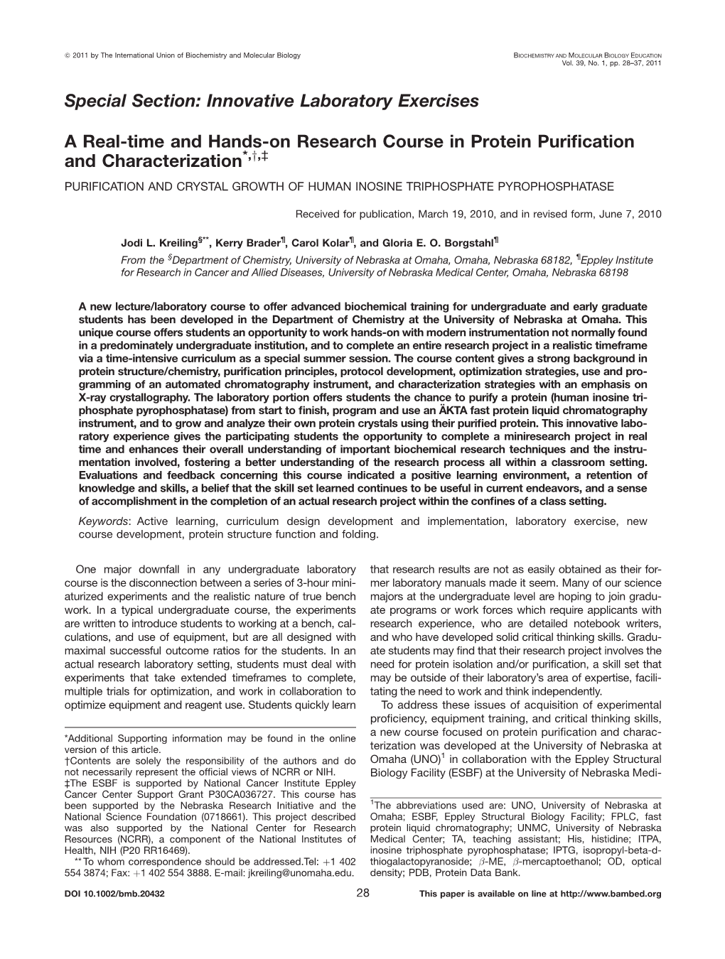 A Realtime and Handson Research Course in Protein