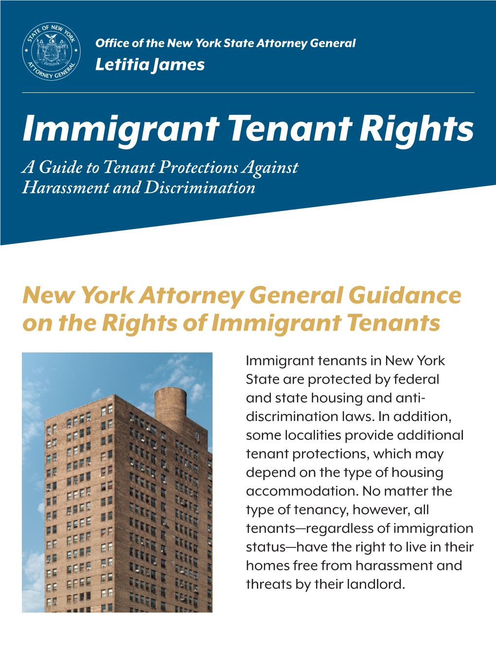 Immigrant Tenant Rights a Guide to Tenant Protections Against Harassment and Discrimination