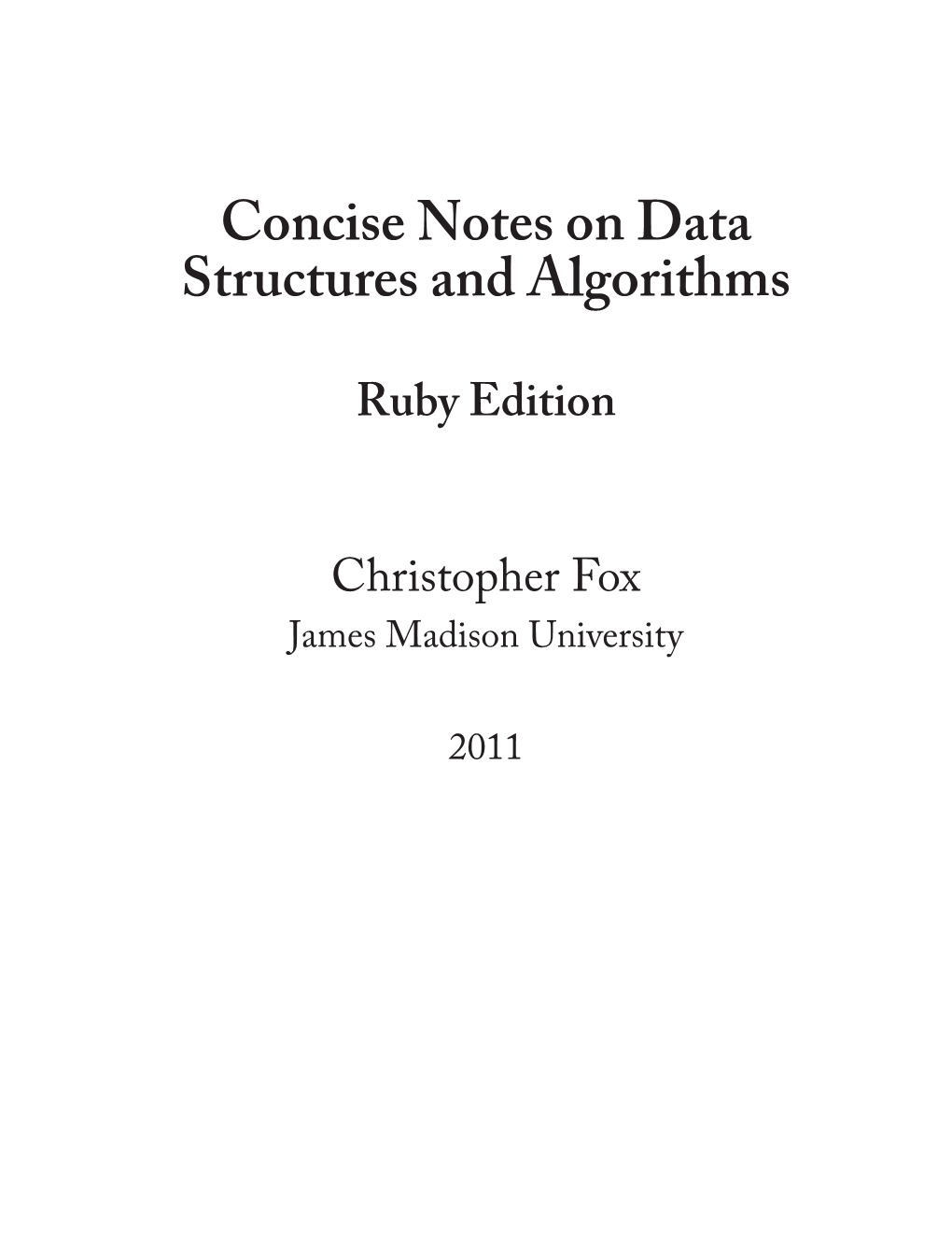 Concise Notes on Data Structures and Algorithms