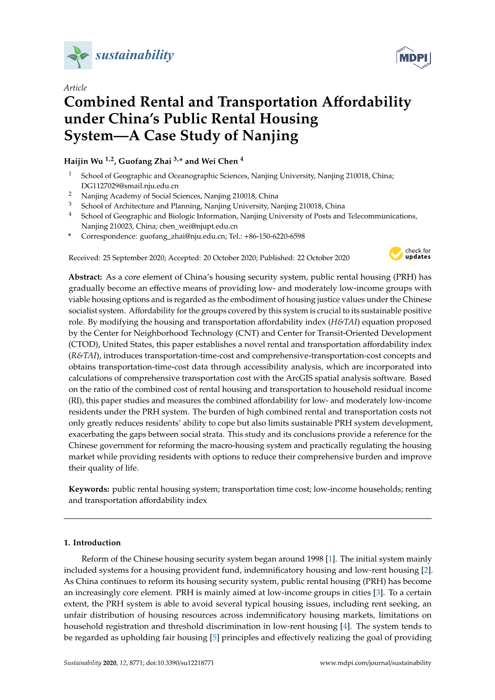 Combined Rental and Transportation Affordability Under China's