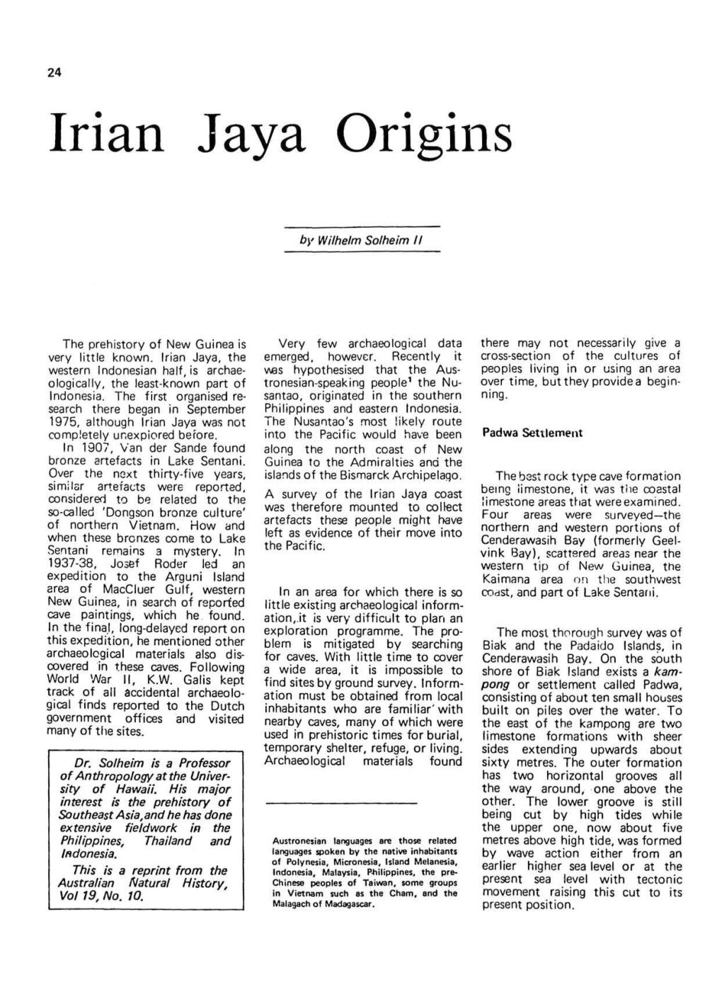 Irian Jaya Origins