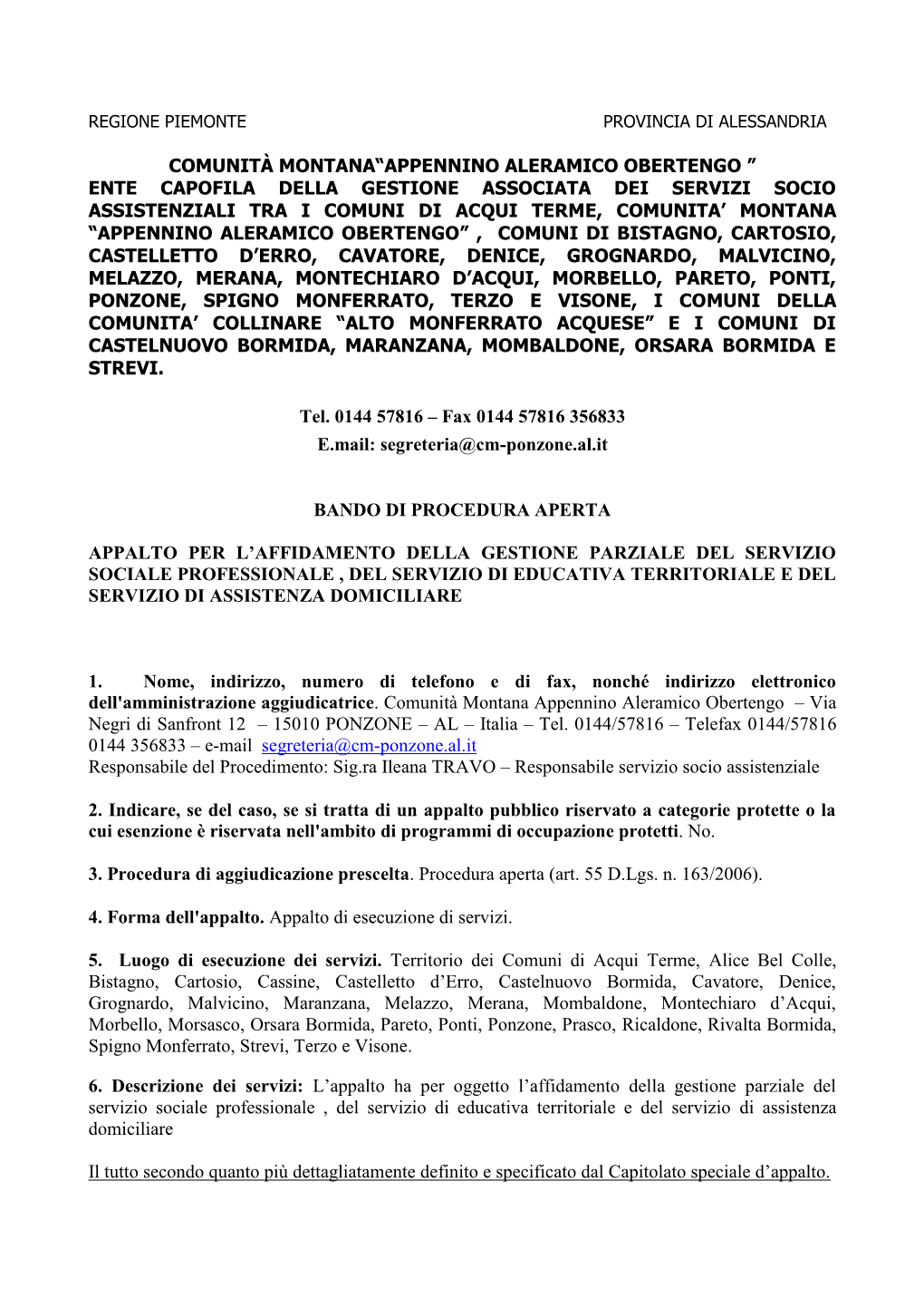 Comunità Montana“Appennino Aleramico Obertengo ”