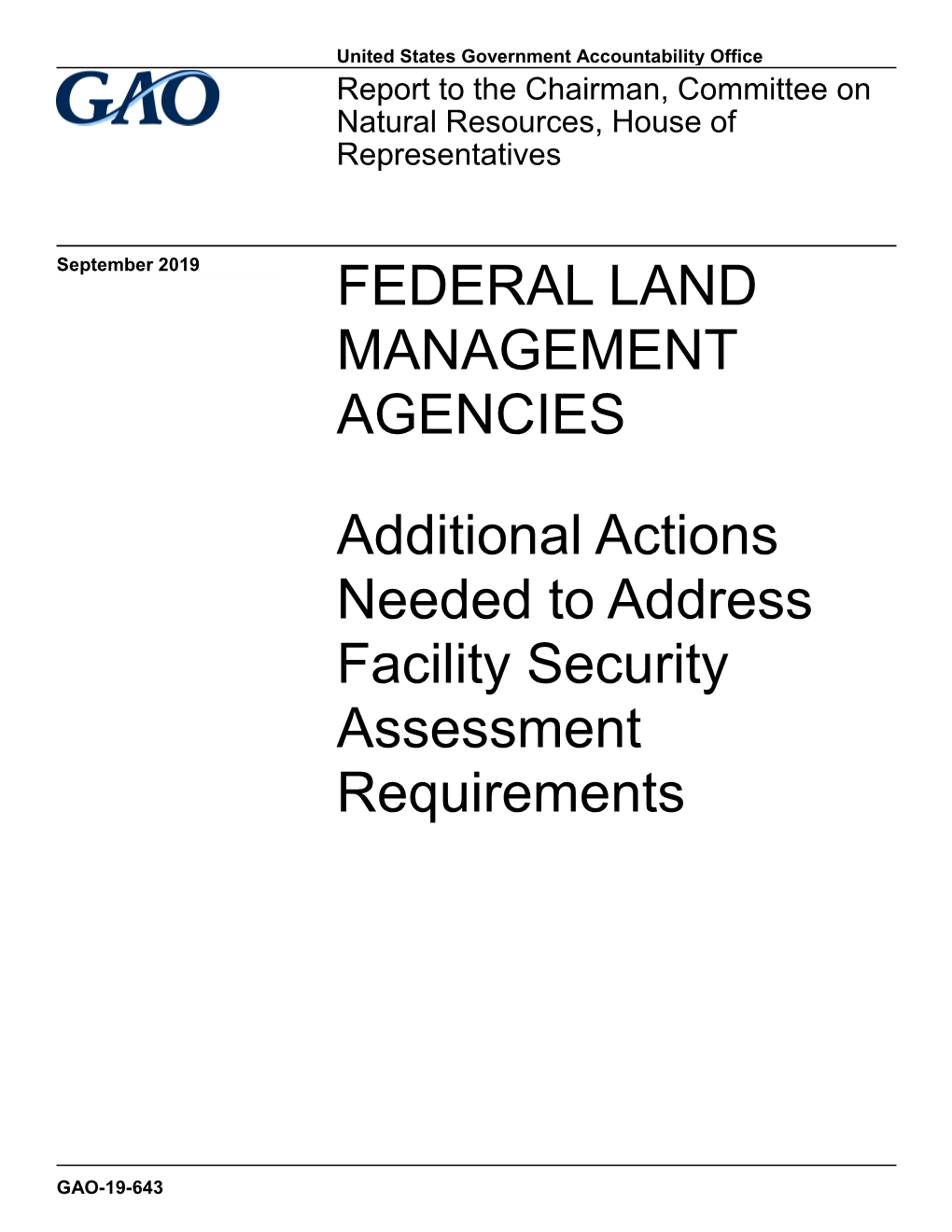 Gao-19-643, Federal Land Management Agencies