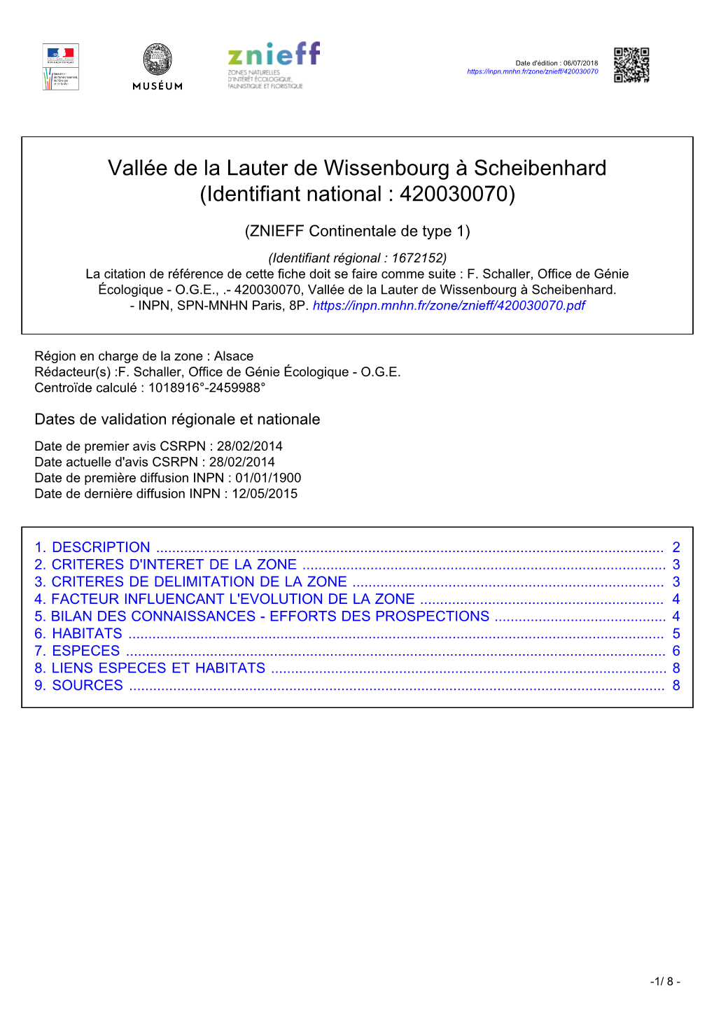 Vallée De La Lauter De Wissenbourg À Scheibenhard (Identifiant National : 420030070)