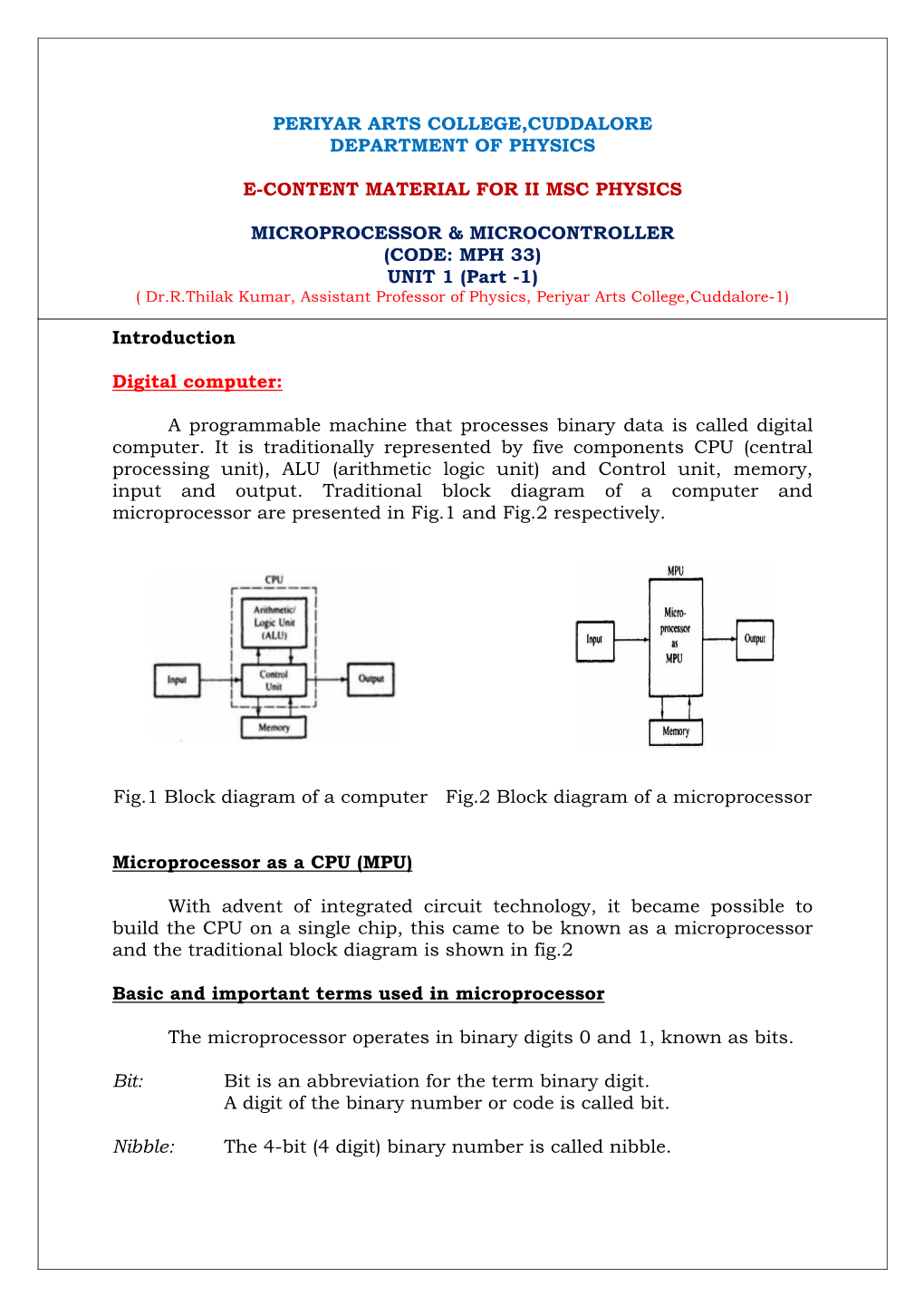 E-Content Material for Ii Msc Physics