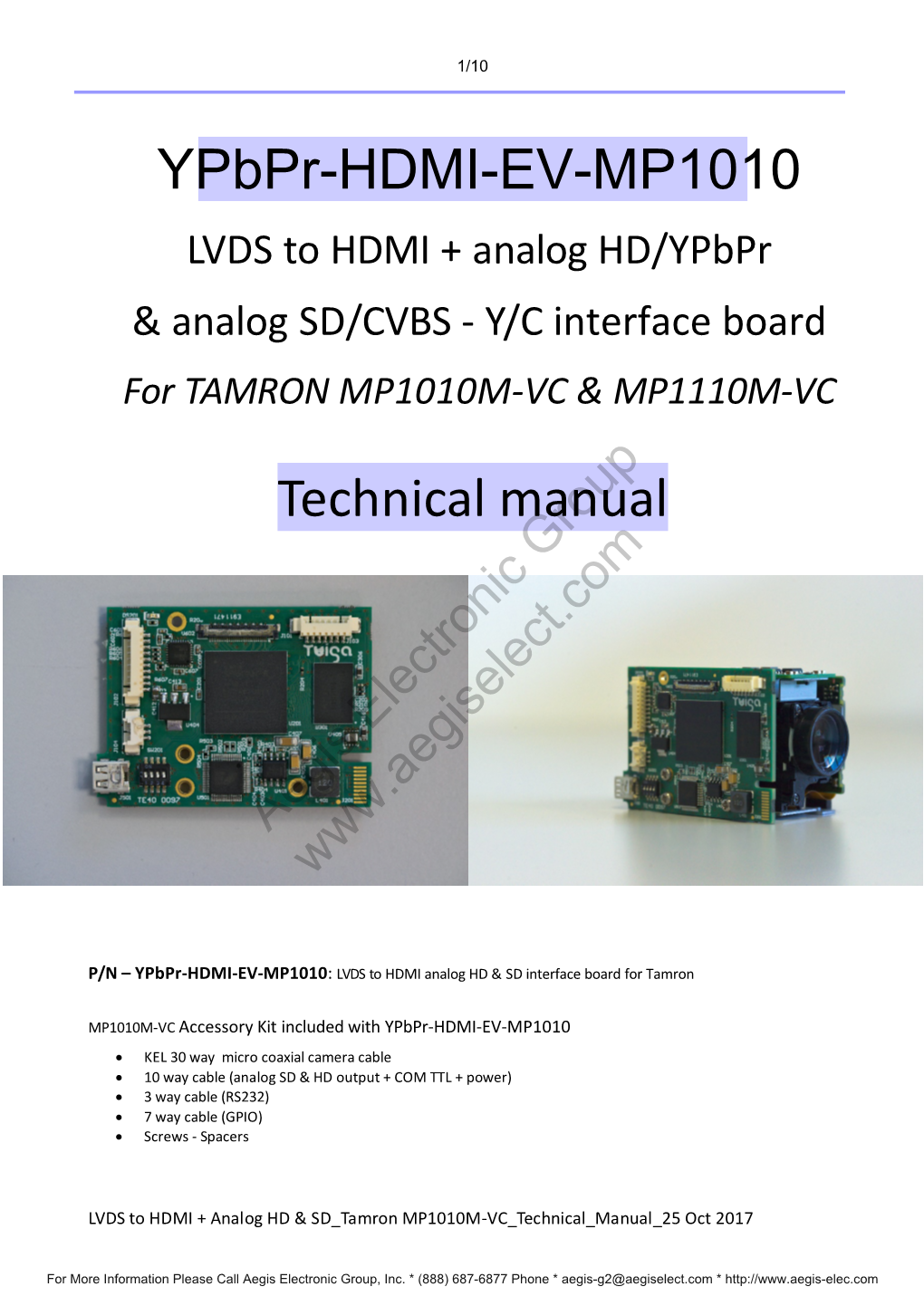Ypbpr-HDMI-EV-MP1010 Technical Manual