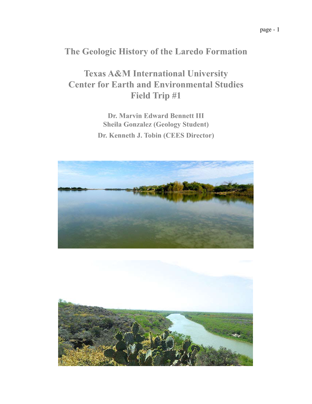 The Geologic History of the Laredo Formation Texas A&M International