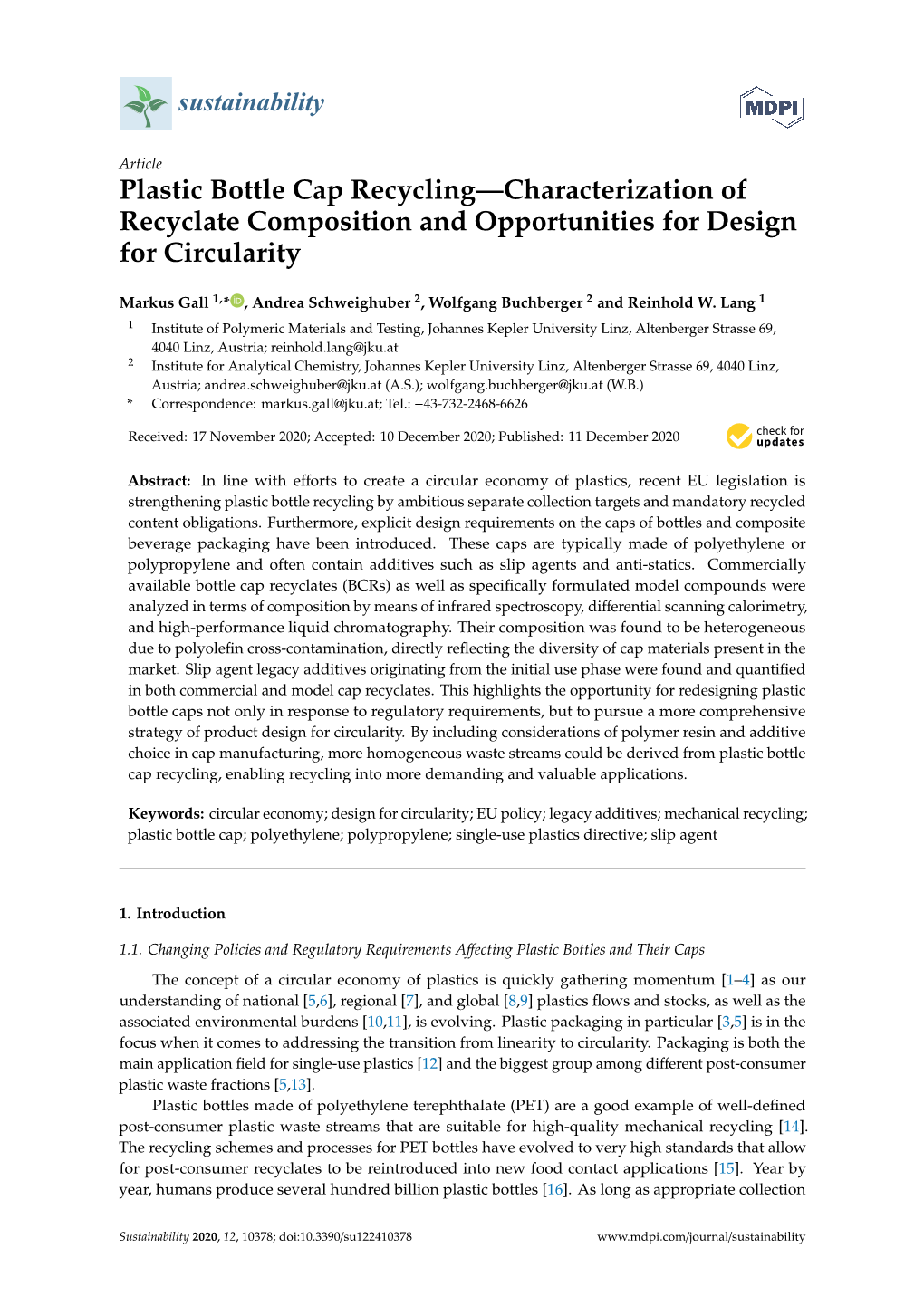 Plastic Bottle Cap Recycling—Characterization of Recyclate Composition and Opportunities for Design for Circularity