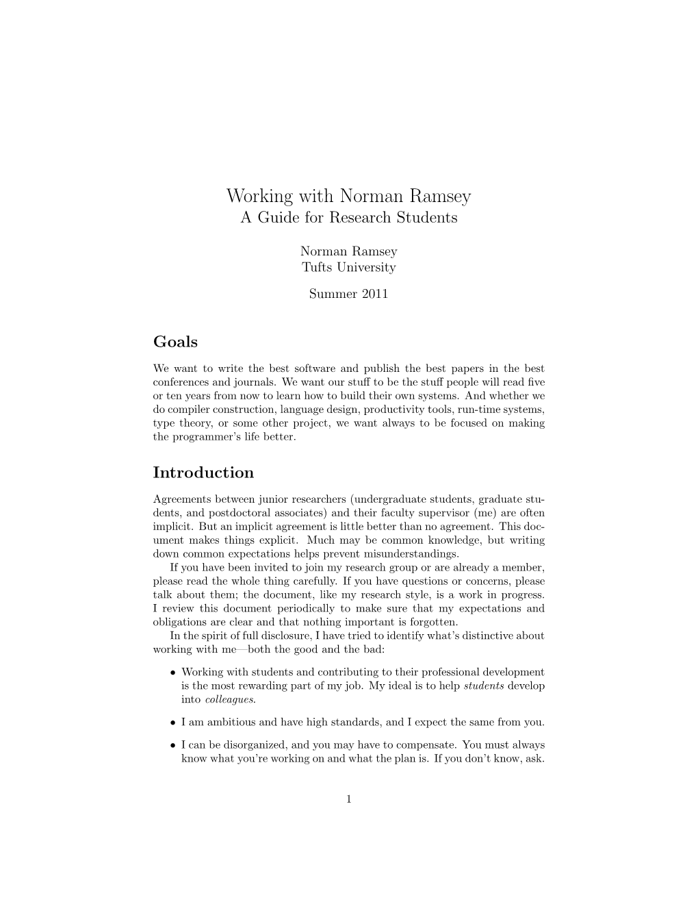 Working with Norman Ramsey: a Guide for Research Students