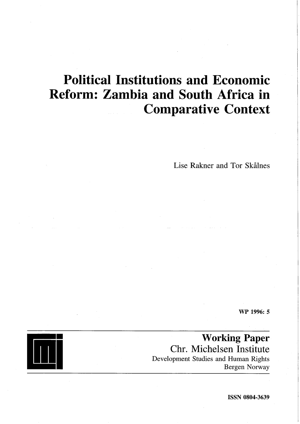 Zambia and South Africa in Comparative Context