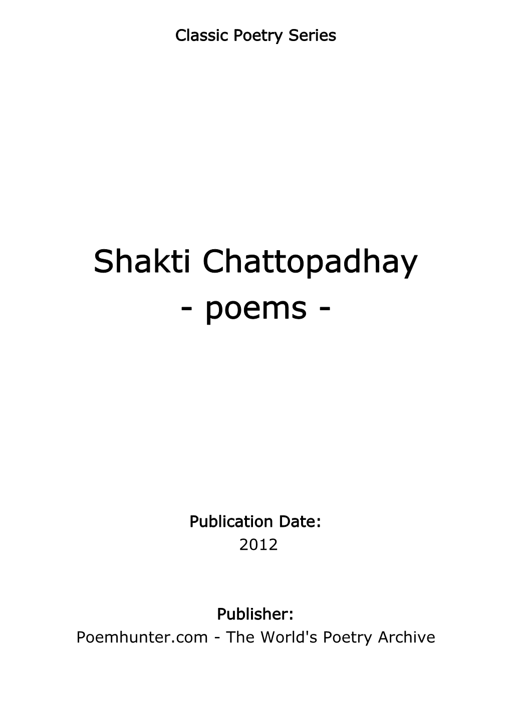 Shakti Chattopadhay - Poems
