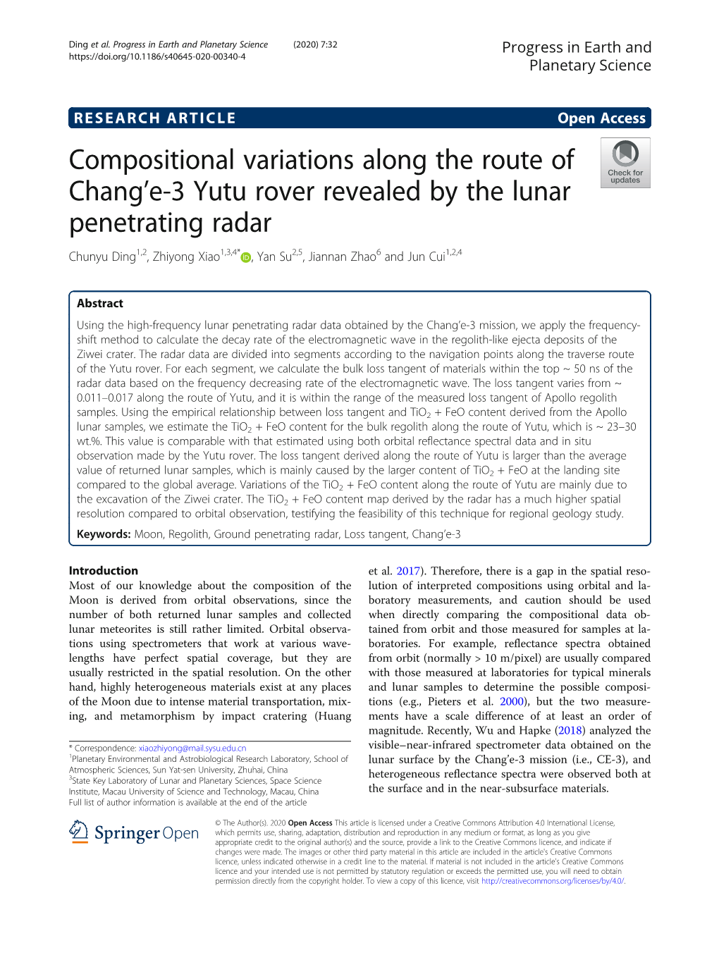 Compositional Variations Along the Route of Chang'e-3 Yutu Rover