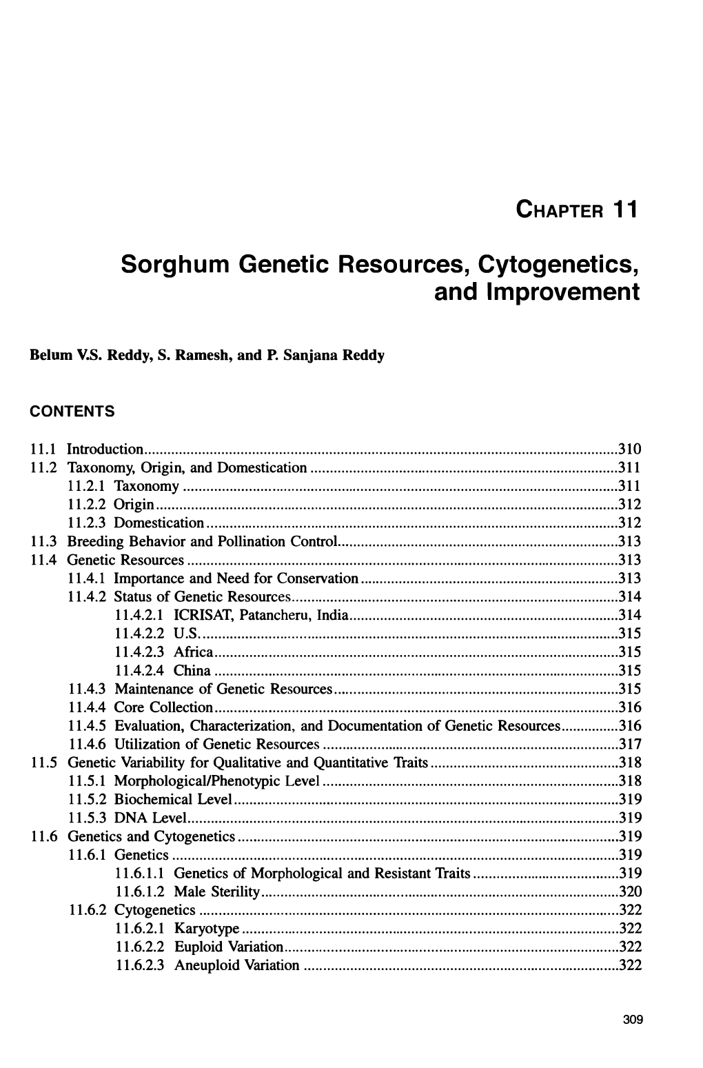 CHAPTER 11 Sorghum Genetic Resources, Cytogenetics, And