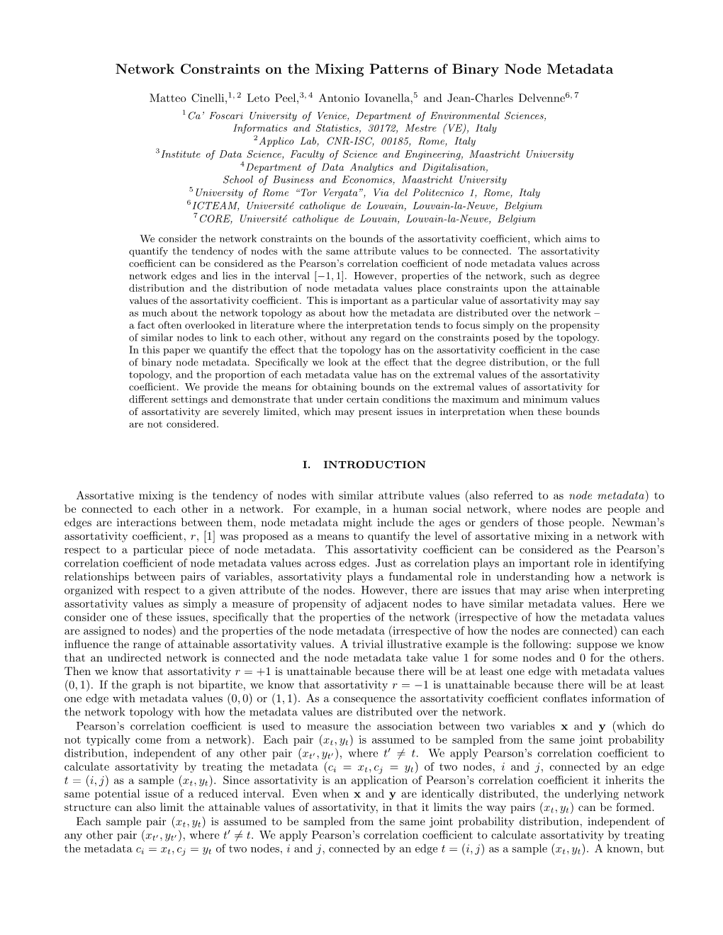 Network Constraints on the Mixing Patterns of Binary Node Metadata